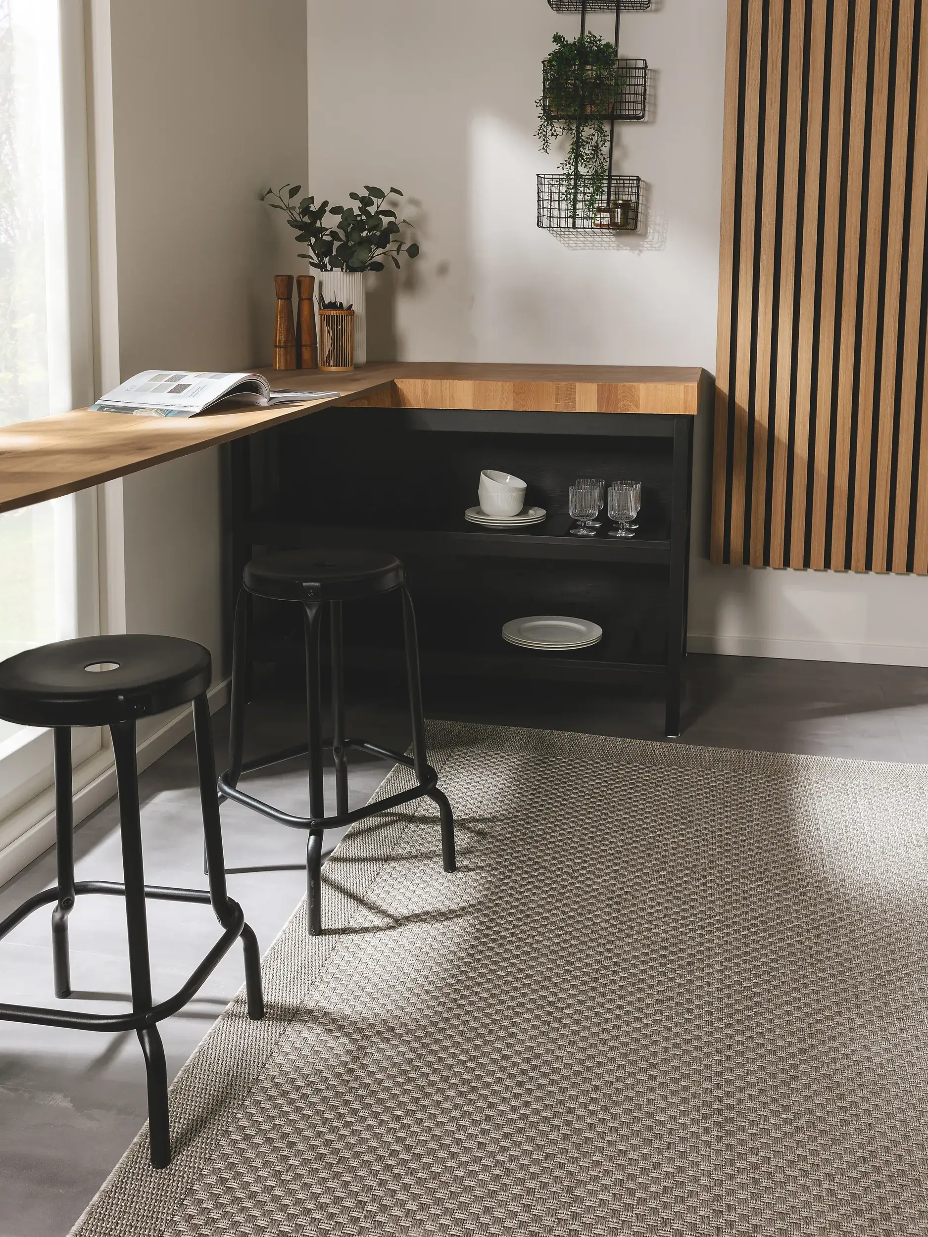 Rug made of 100% Polypropylen in Grau with a 100% Polypropylen high pile by benuta Nest