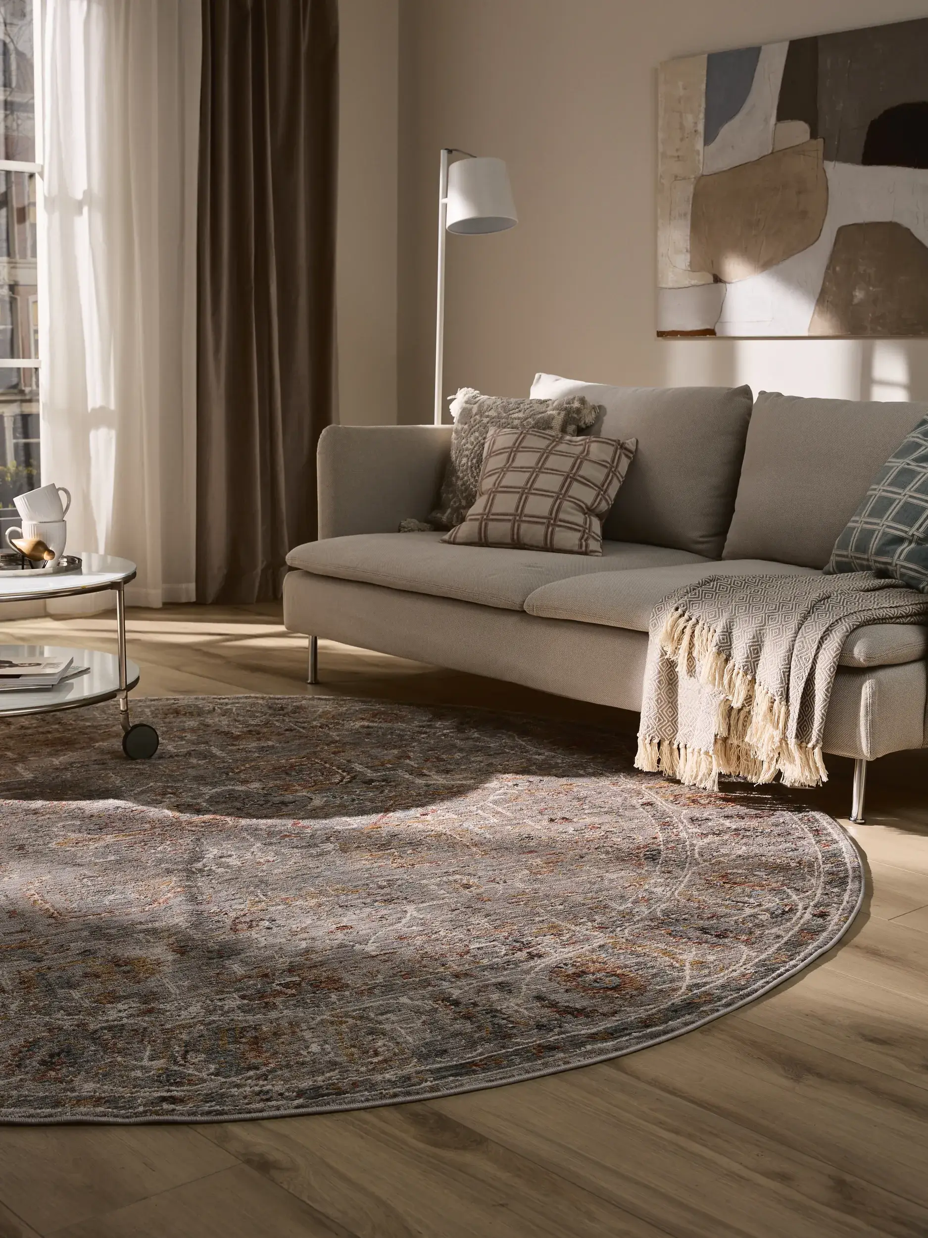 Teppich aus 100% Polyester in Grau mit 100% Polyester hohem Flor von benuta Nest