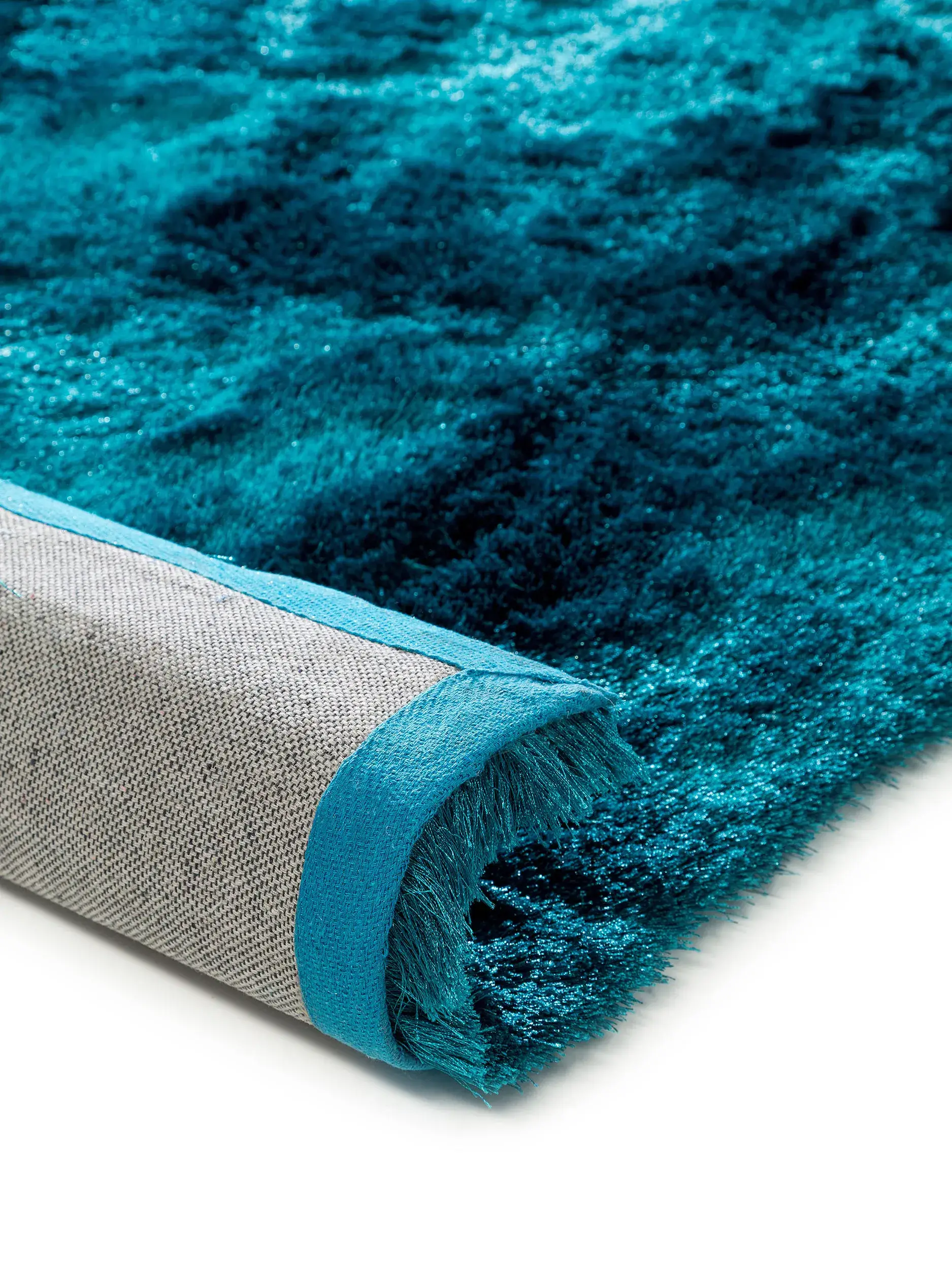 Teppich aus 100% Polyester in Türkis mit 100% Polyester hohem Flor von benuta Nest