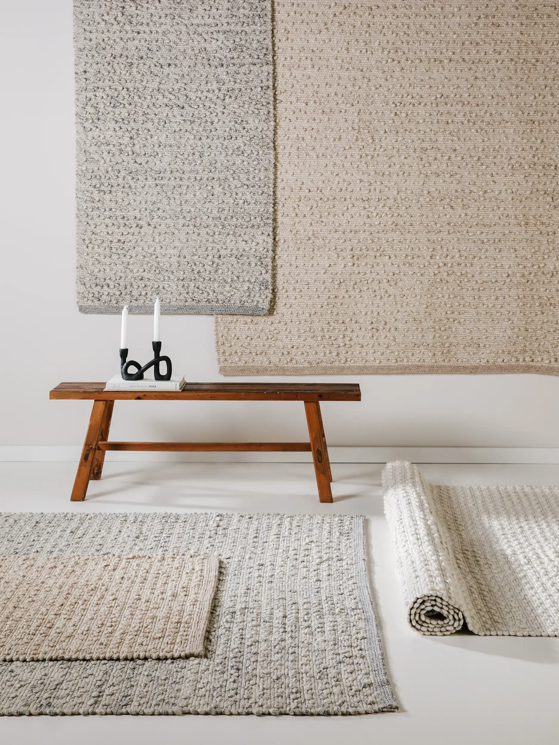 Tapijt van 40% Wol, 30% Katoen, 20% Polyester, 10% Viscose in Beige met een 40% Wol, 30% Katoen, 20% Polyester, 10% Viscose hoge pool van benuta pure