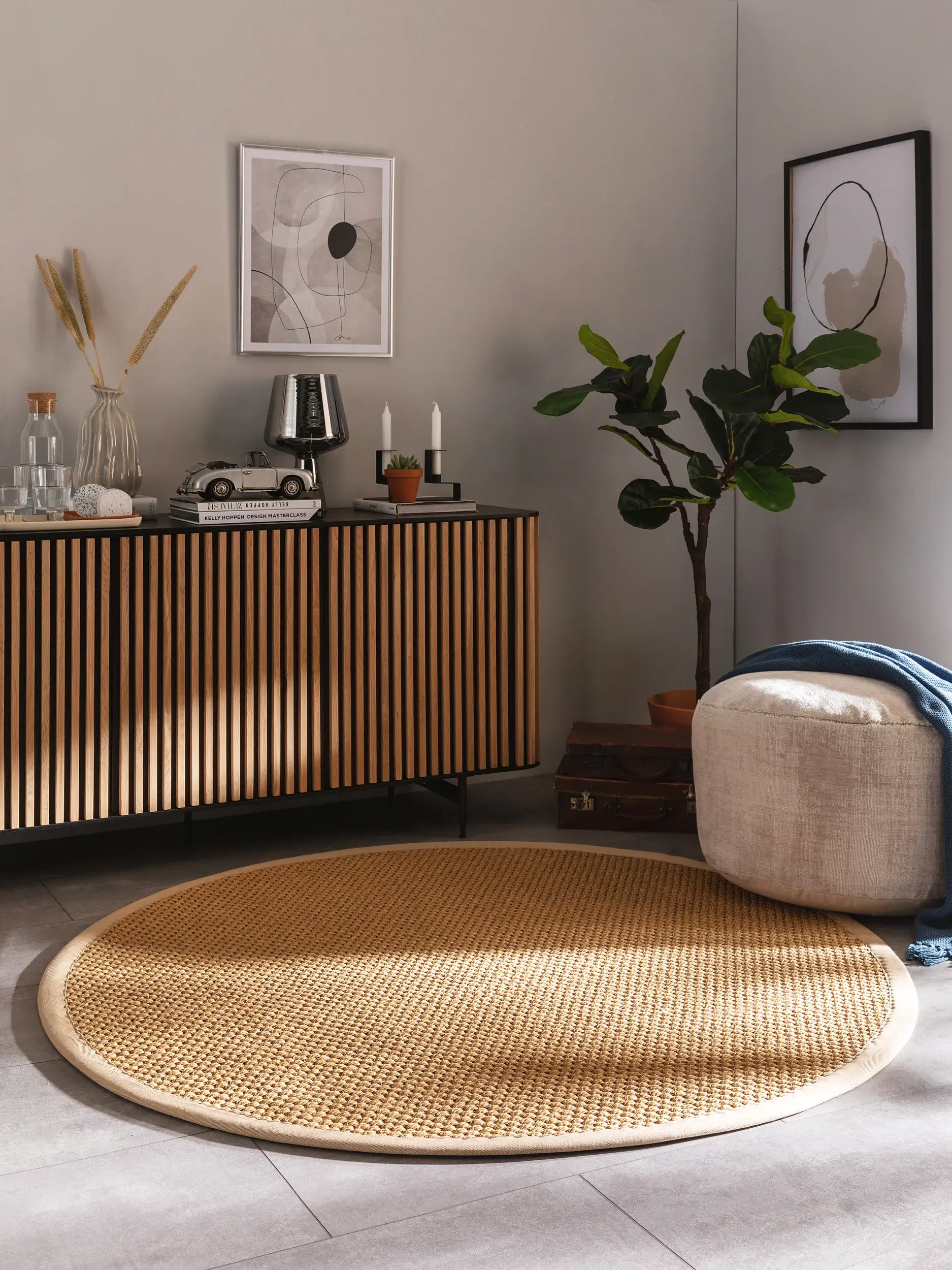Teppich aus 100% Sisal in Beige mit 100% Sisal hohem Flor von benuta Pure