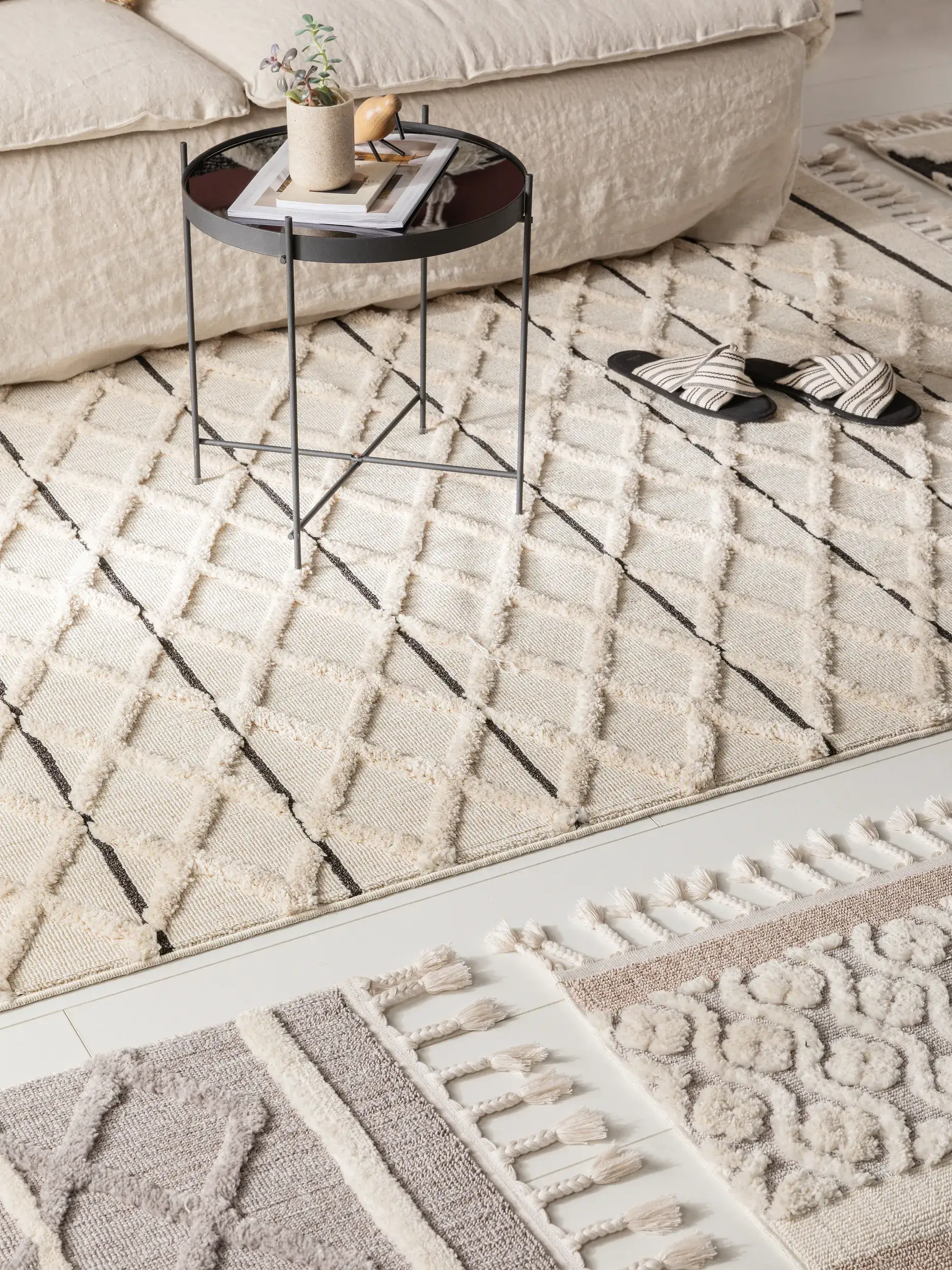 Tappeto di 100% Poliestere in Beige con pelo alto 100% Poliestere da benuta POP