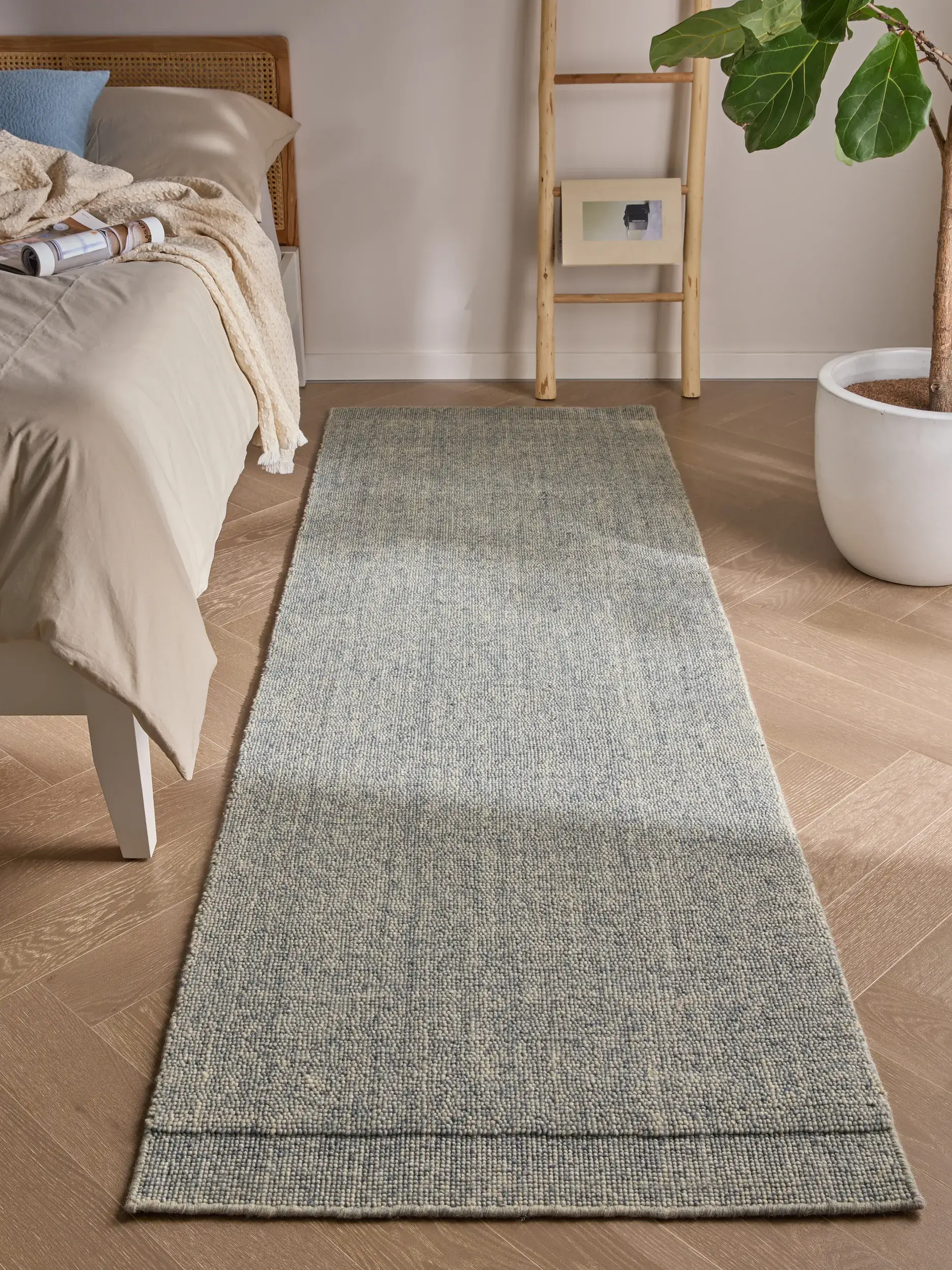 Teppich Imke aus 80% Wolle, 20% Baumwolle in Blau von benuta Pure
