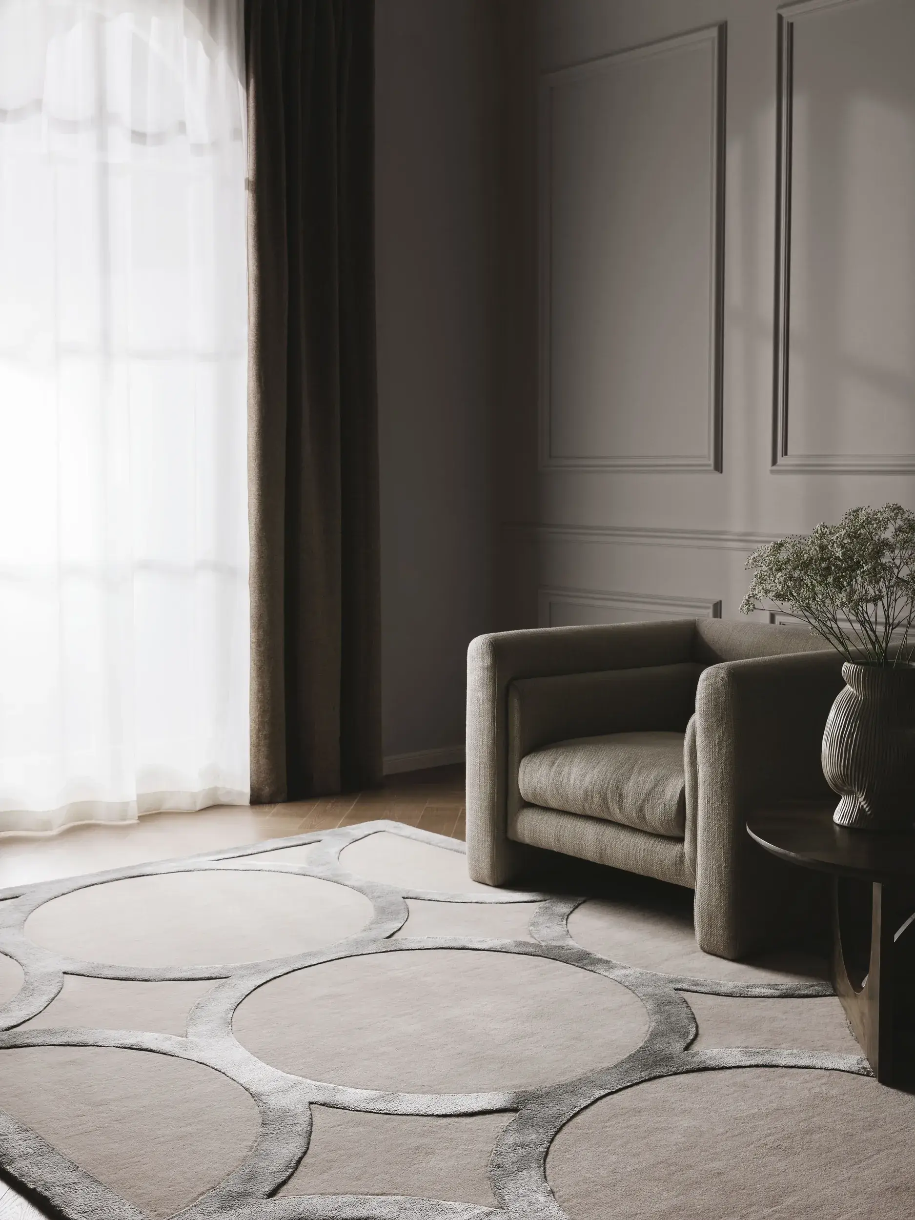 Tapis en 65% Laine, 35% Lyocell (Tencel™) en Beige avec une pile de 65% Laine, 35% Lyocell (Tencel™) de hauteur de benuta Finest