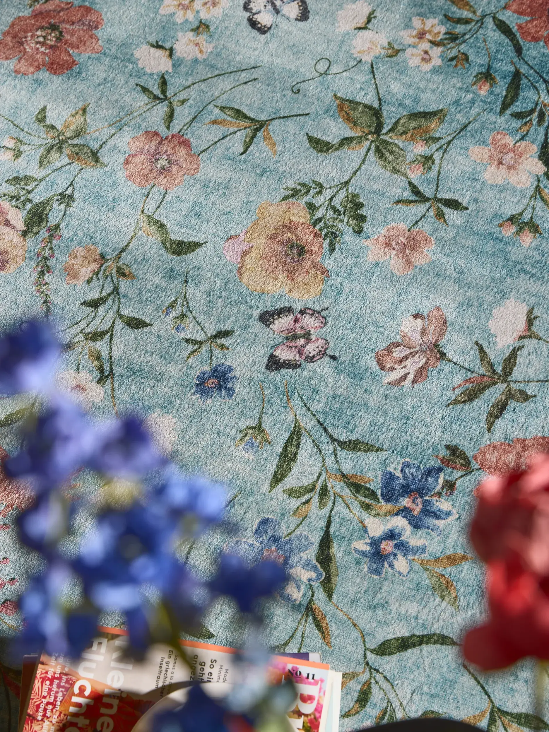 Rug made of 100% Polyester in Multicolour with a 100% Polyester high pile by benuta Nest