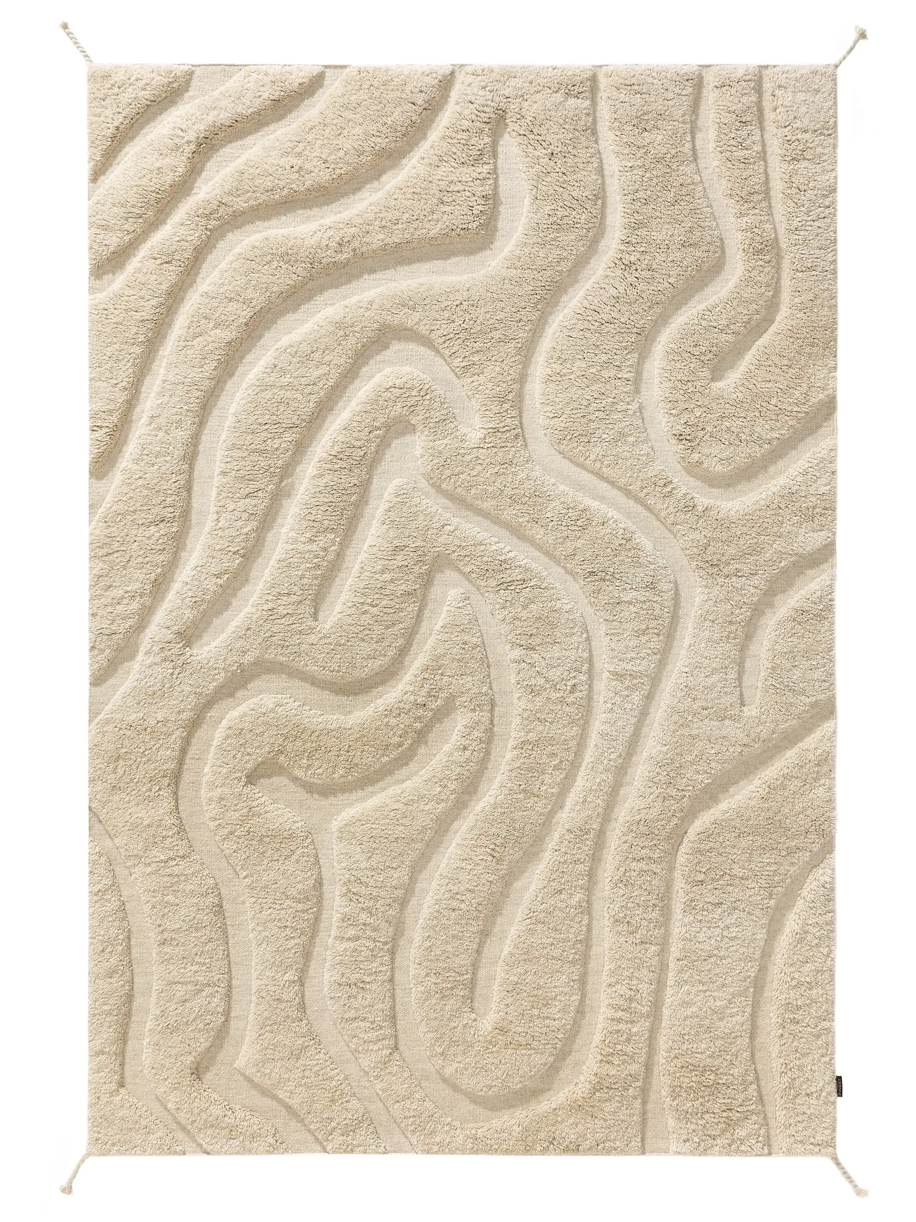 Tapis en 100% Laine (de Nouvelle-Zélande) en Beige avec une pile de 100% Laine (de Nouvelle-Zélande) de hauteur de benuta Finest