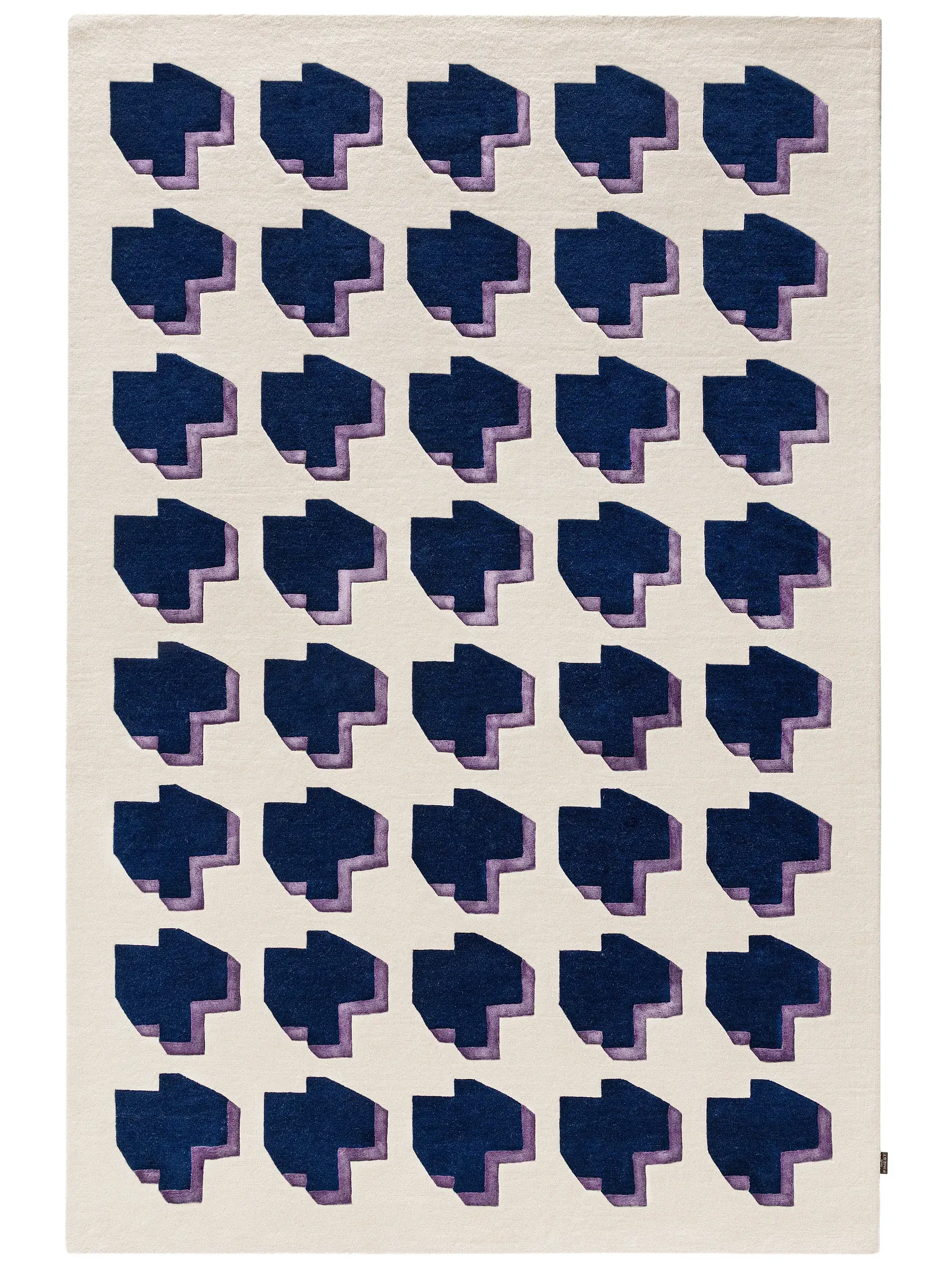Tæppe af 90% Uld, 10% Lyocell (Tencel™) i Blå med 90% Uld, 10% Lyocell (Tencel™) høj luv fra benuta Finest