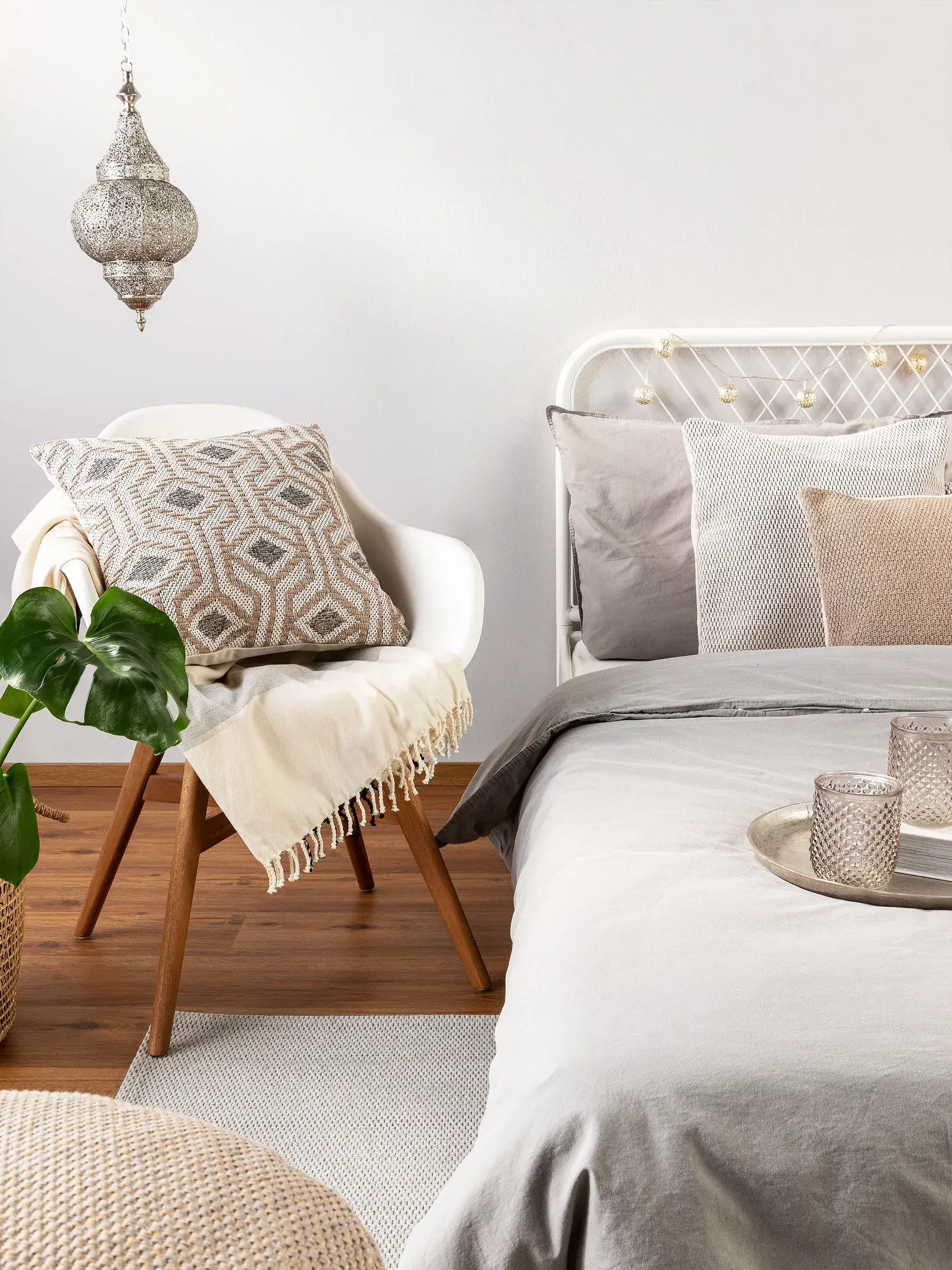 Kissenbezug Palma Taupe i Geometrisch-design laget av 100 % bomull fra benuta Nest