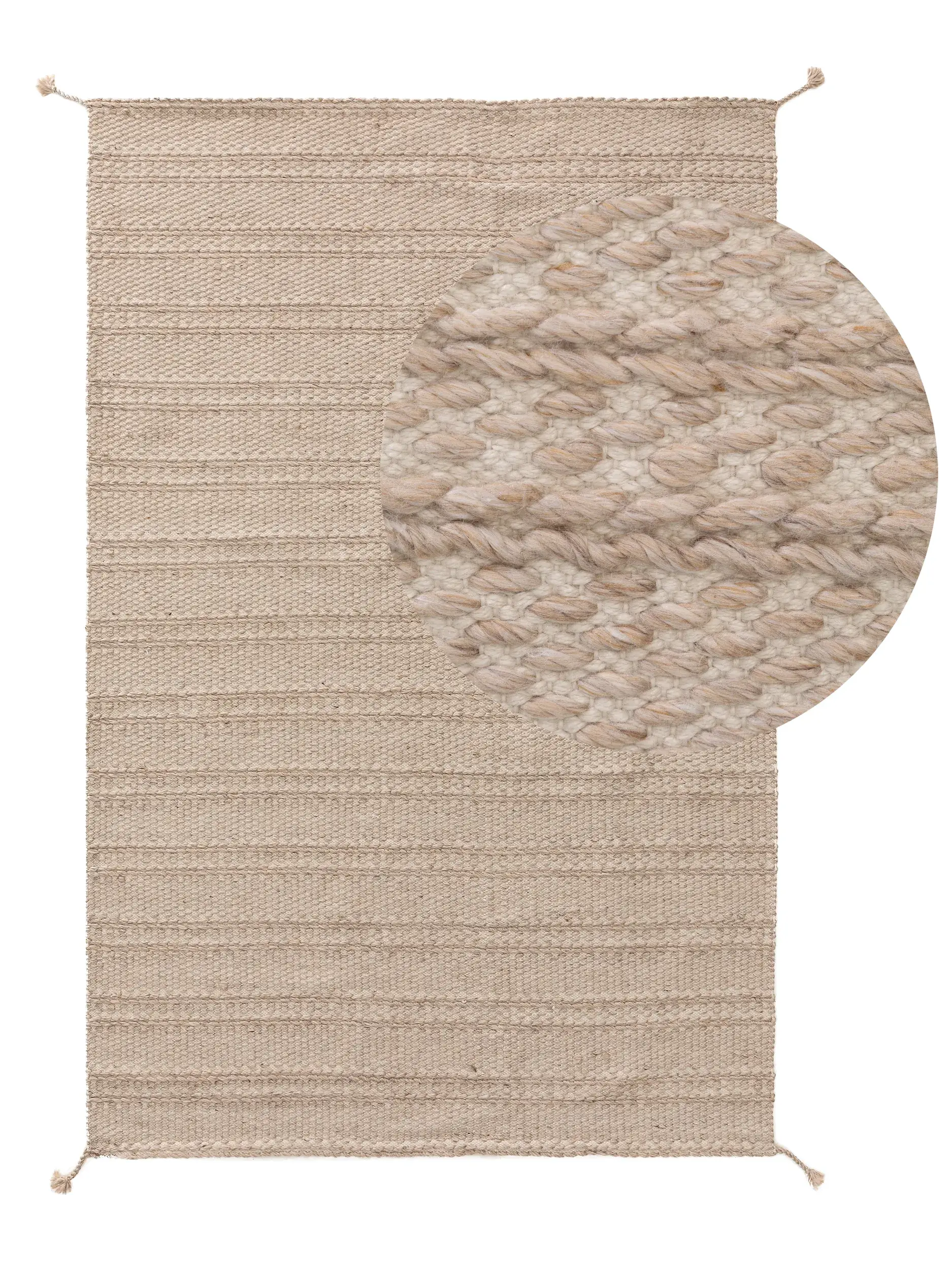 Teppich Rene aus 100% Polyester (recyceltes PET) in Beige von benuta Pure