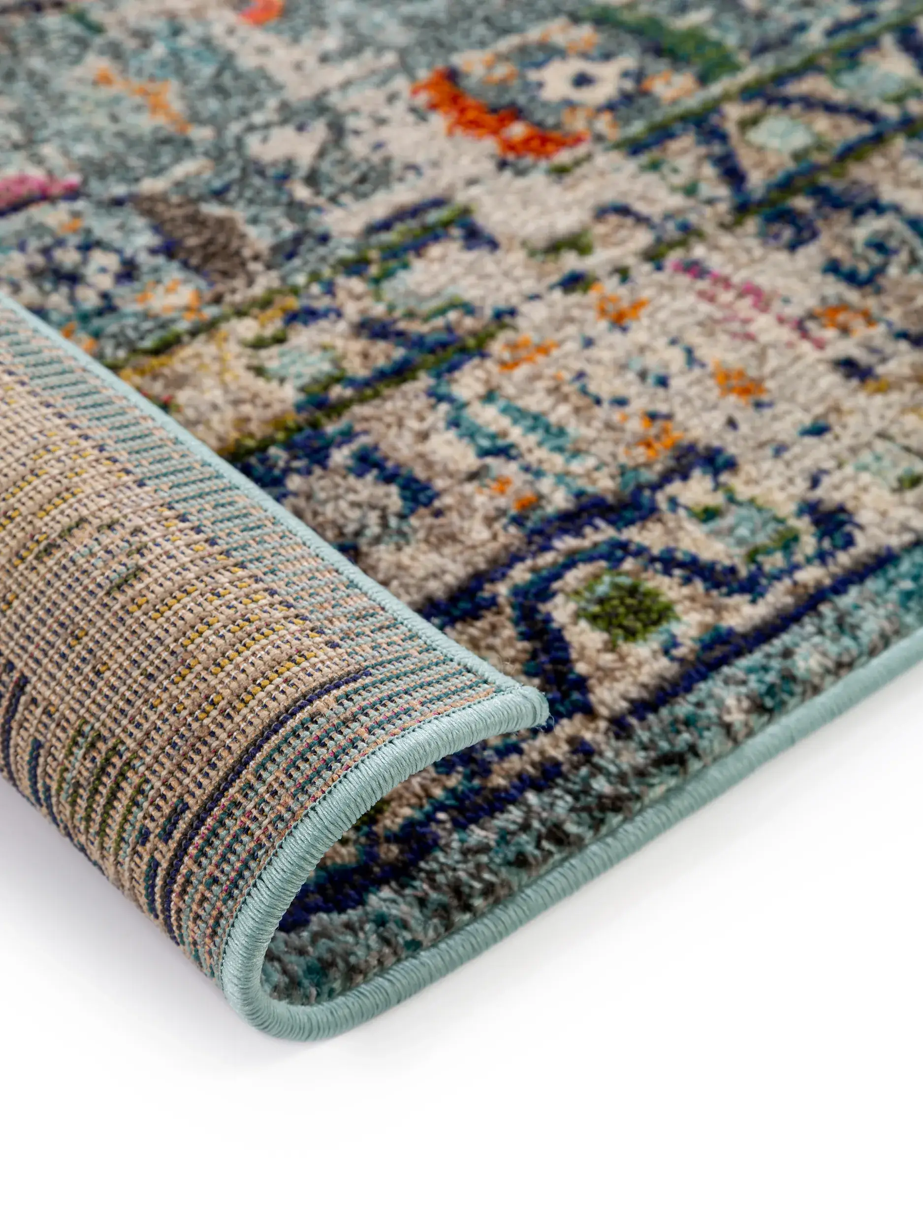 Teppich aus 100% Polypropylen in Blau mit 100% Polypropylen hohem Flor von benuta Nest
