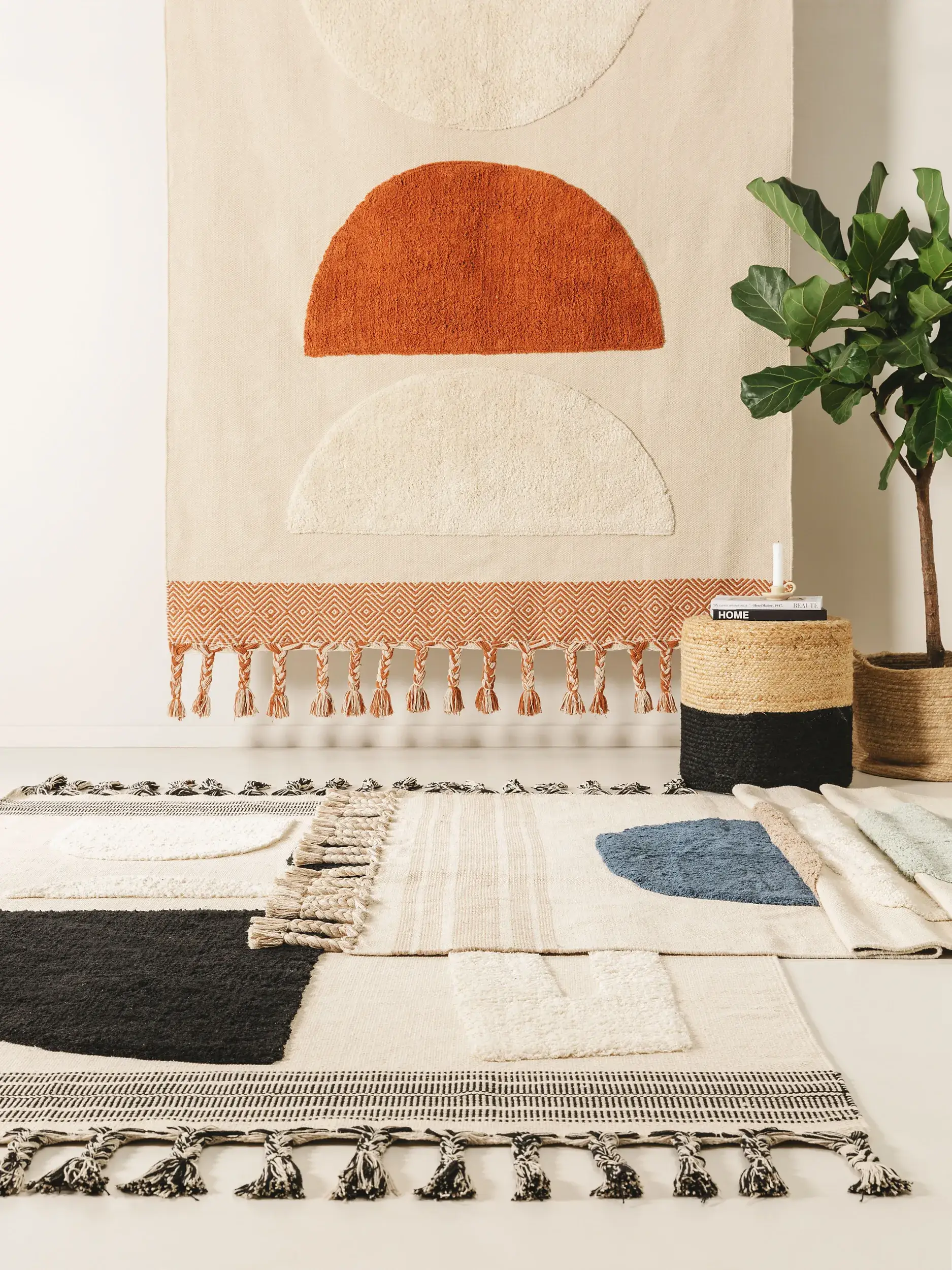 Teppich aus 100% Baumwolle in Orange mit 100% Baumwolle hohem Flor von benuta Pop