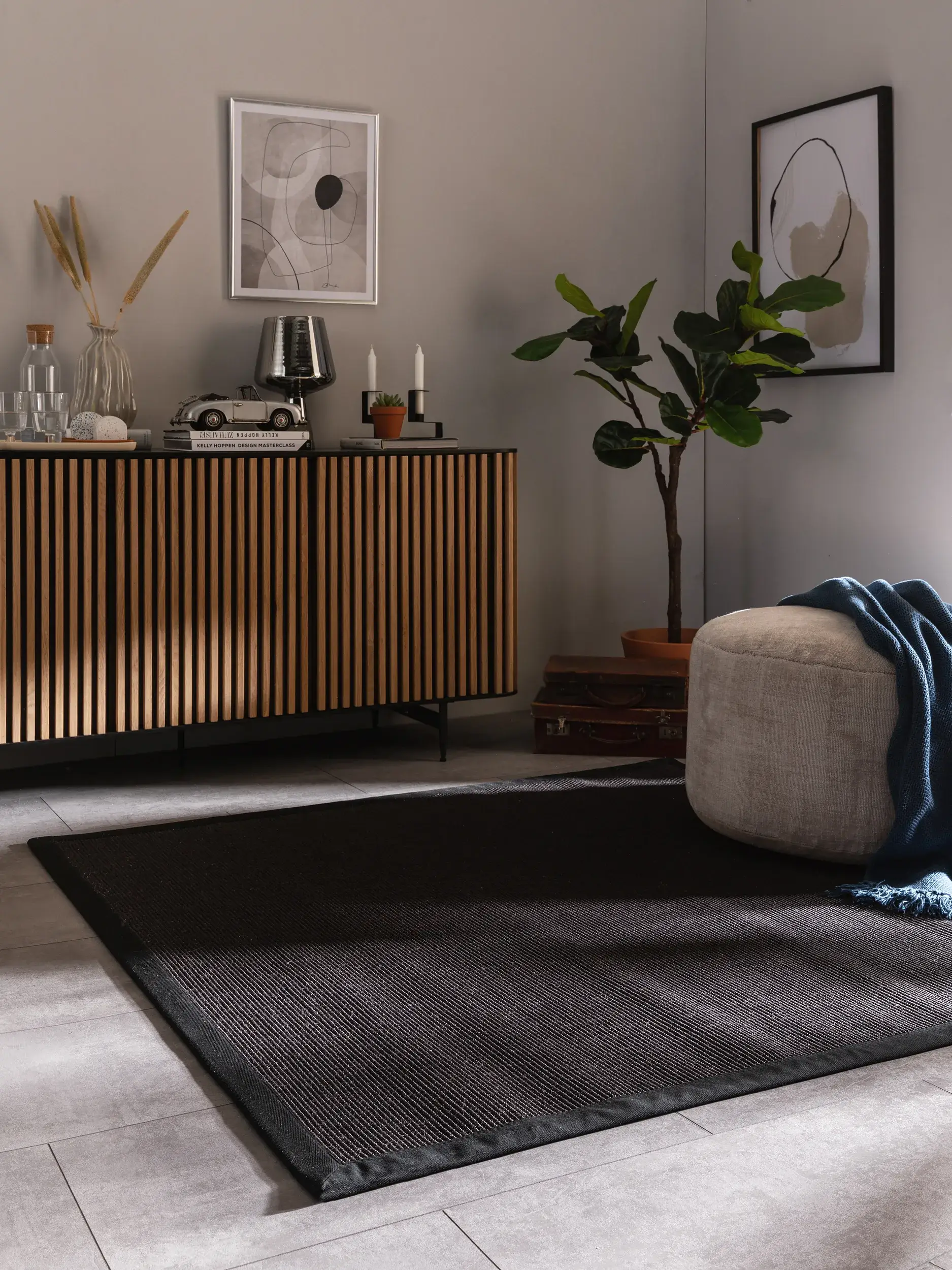 Tappeto di 100% Sisal in Nero con pelo alto 100% Sisal da benuta nest