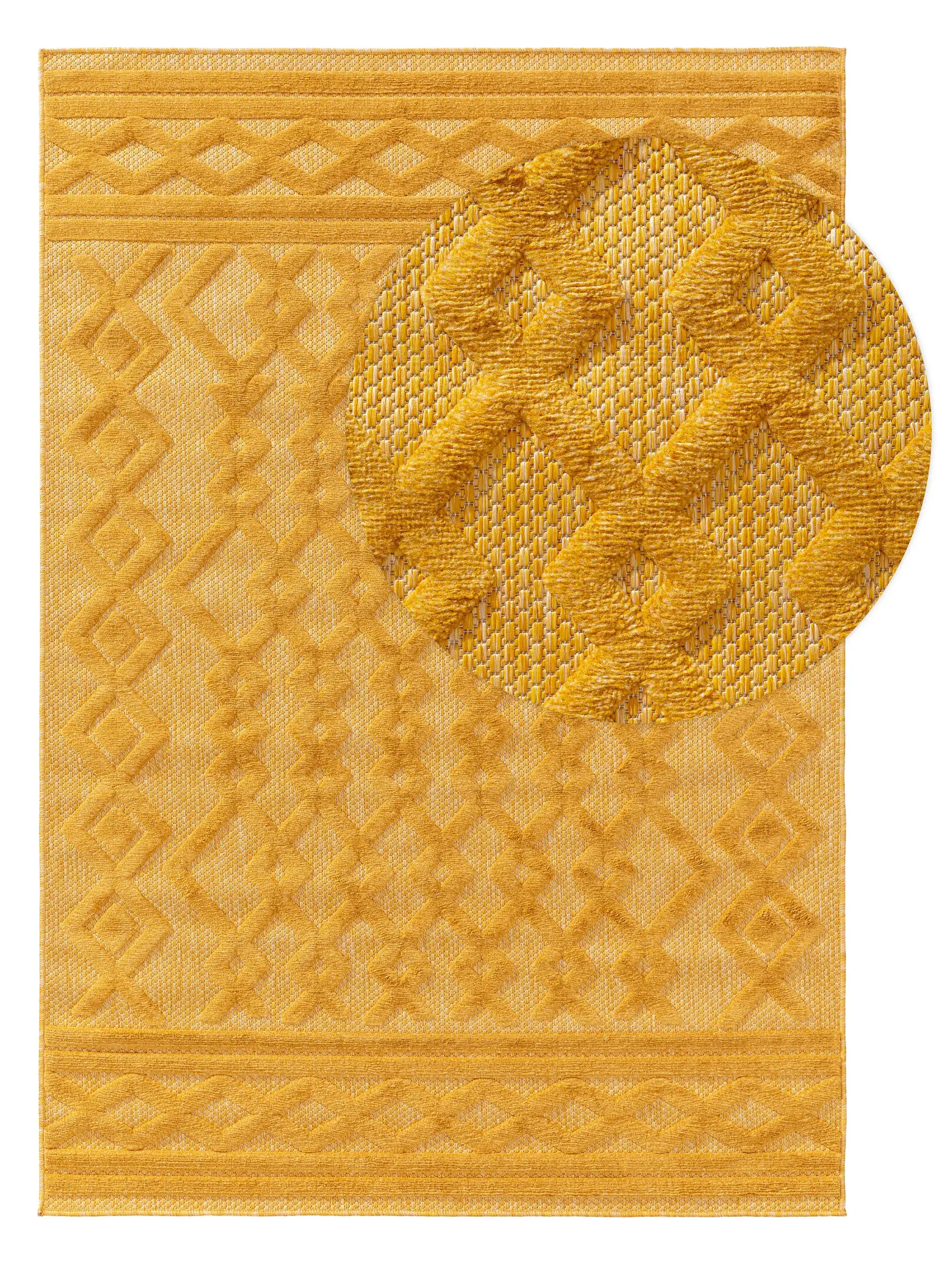 Tapis en 100% Polypropylène en Jaune avec une pile de 100% Polypropylène de hauteur de benuta nest