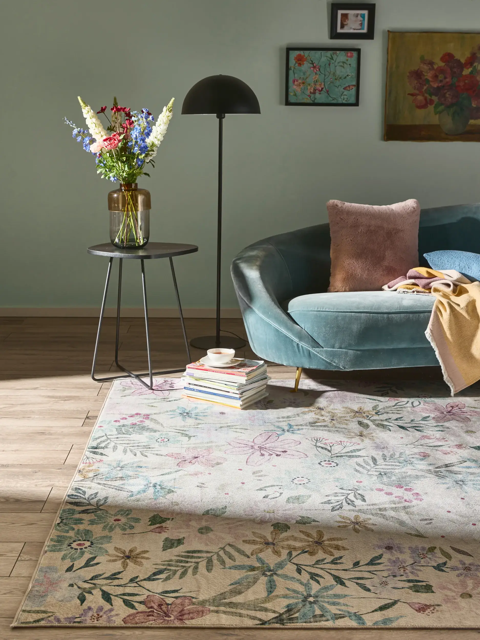 Rug made of 100% Polyester in Multicolour with a 100% Polyester high pile by benuta Nest