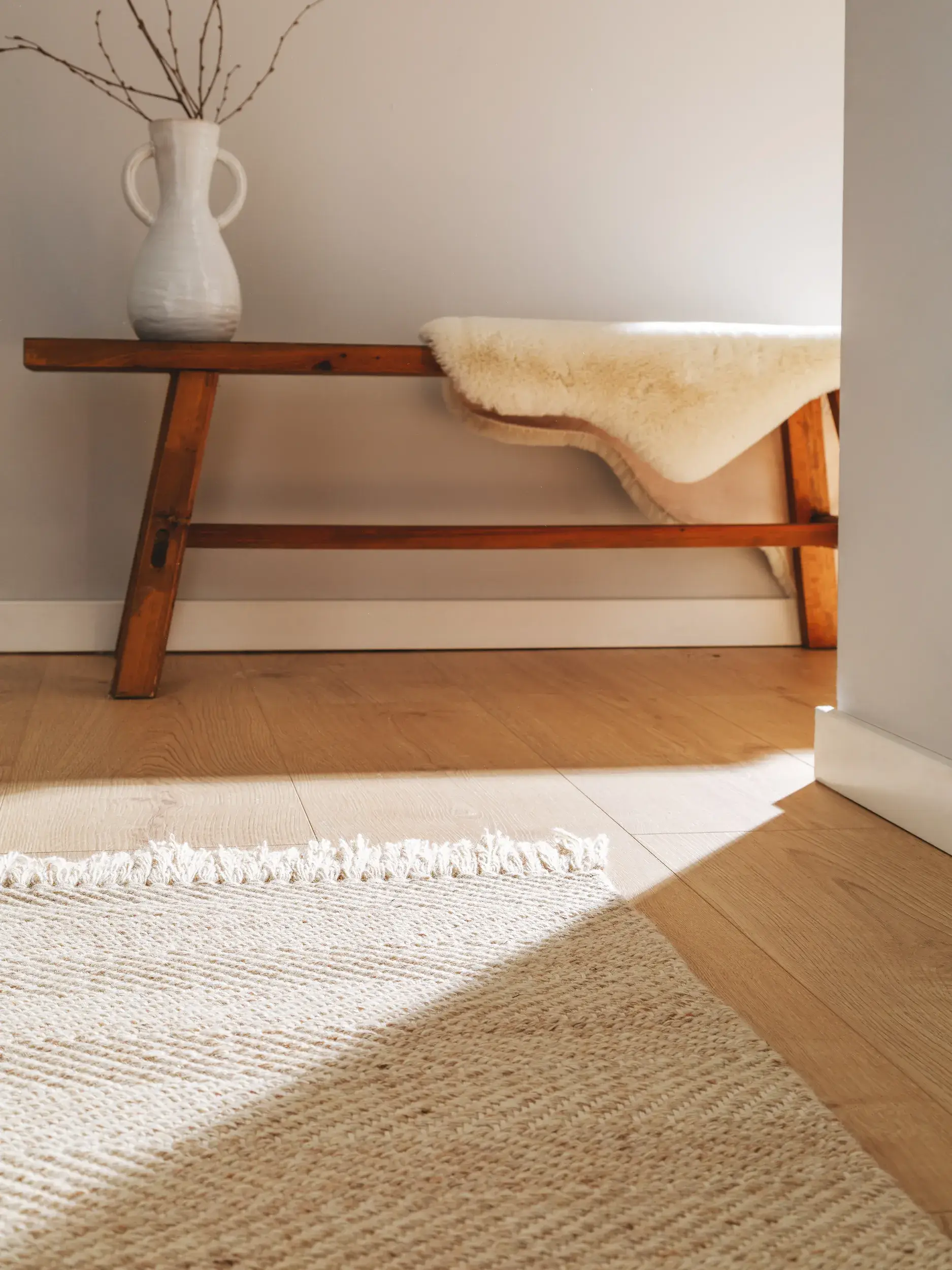 Teppich aus 60% Wolle, 20% Baumwolle, 20% Polyester in Beige mit 60% Wolle, 20% Baumwolle, 20% Polyester hohem Flor von benuta Pure