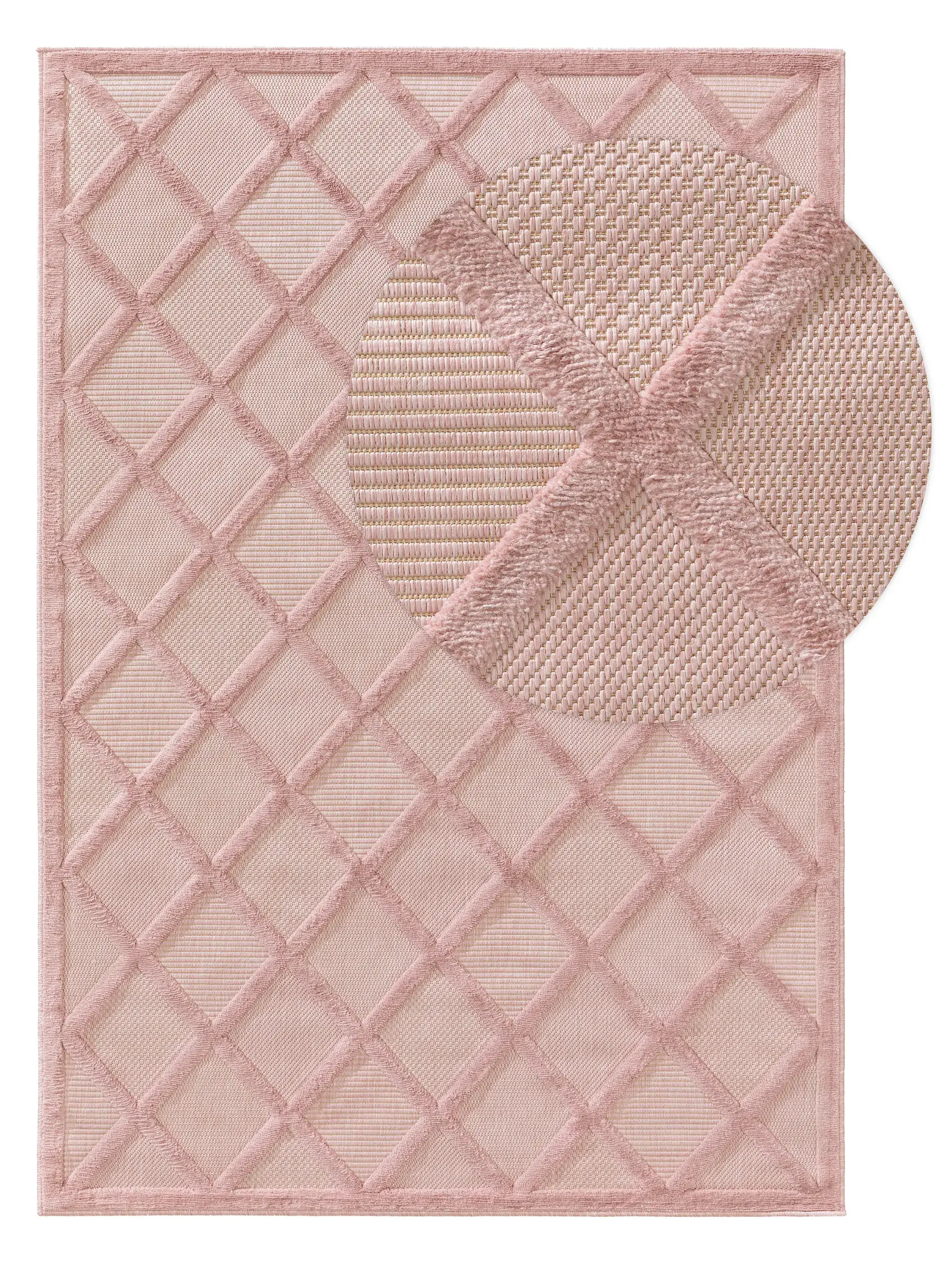 Tappeto di 100% Polipropilene in Rosa con pelo alto 100% Polipropilene da benuta nest