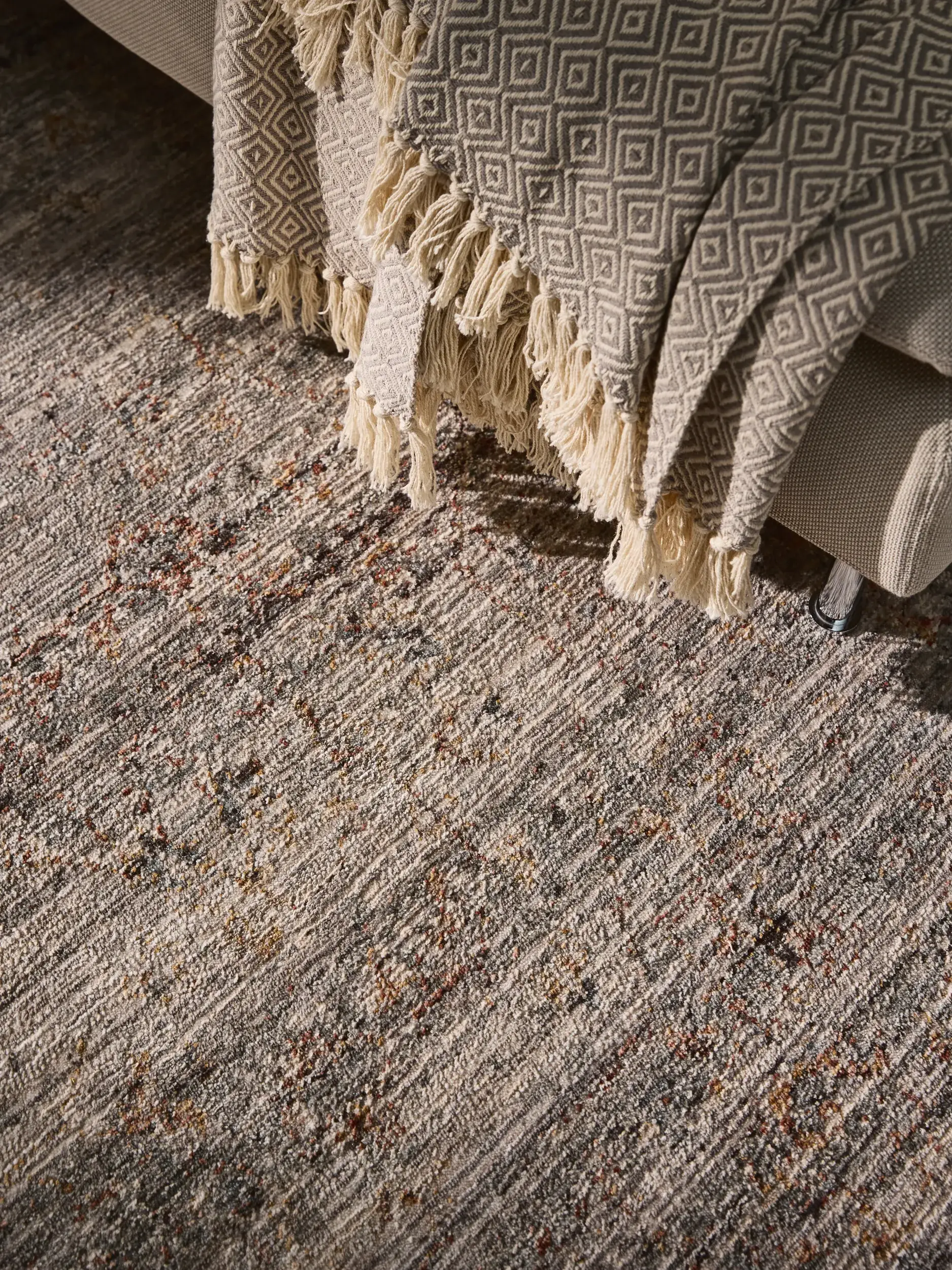 Rug made of 100% Polyester in Grey with a 100% Polyester high pile by benuta Nest