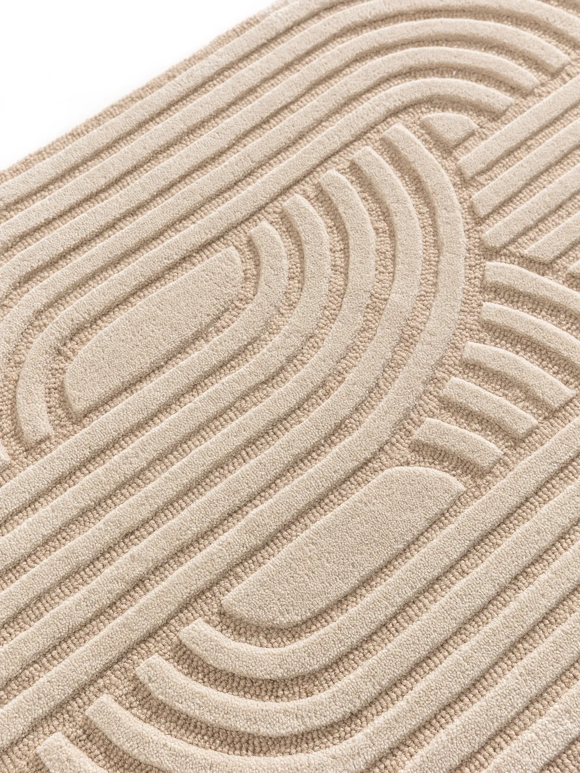 Teppich aus 80% Wolle, 20% Wolle (from New Zealand) in Beige mit 80% Wolle, 20% Wolle (from New Zealand) hohem Flor von benuta Pure