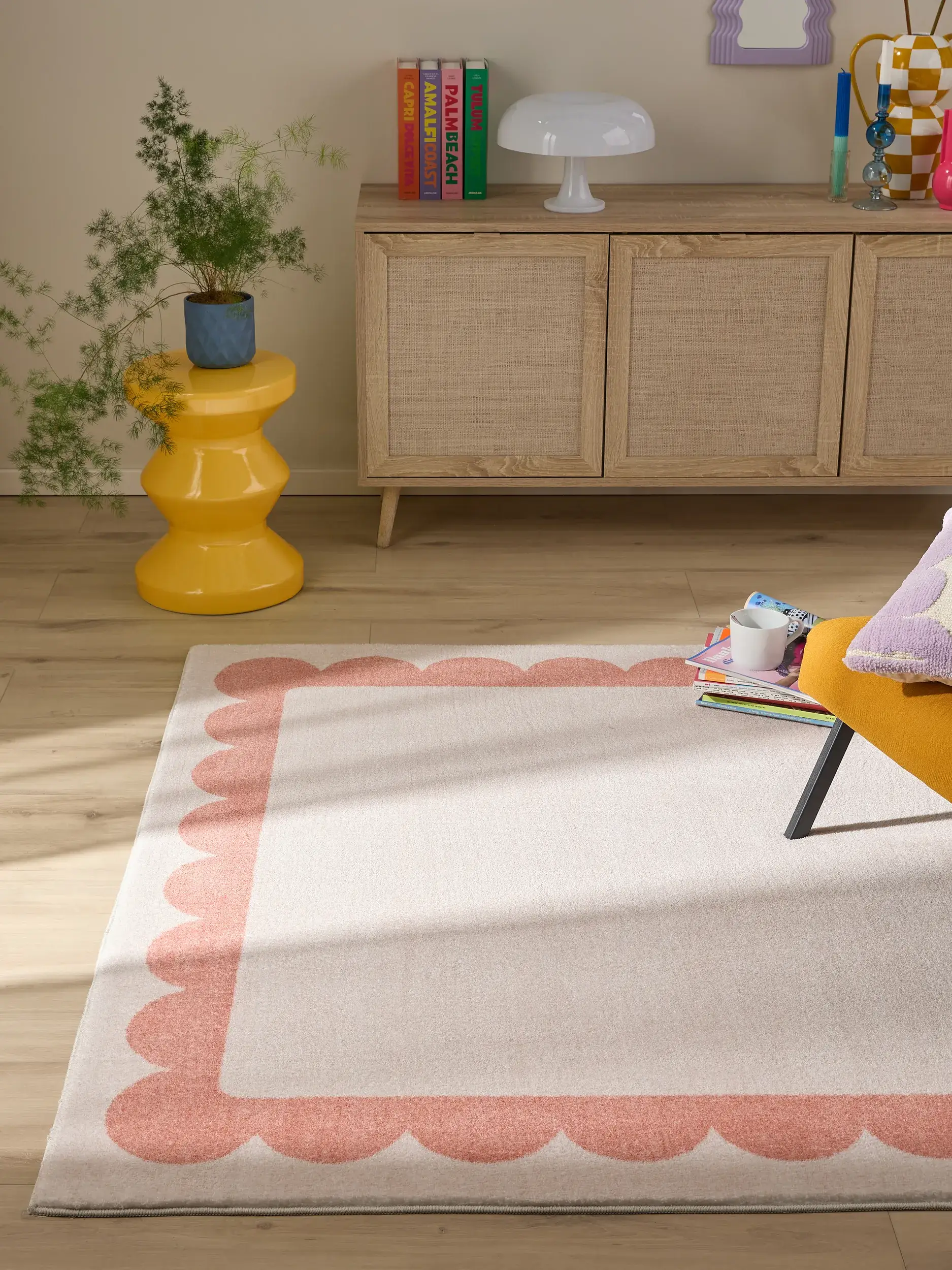 Rug made of 100% Polyester in Orange with a 100% Polyester high pile by benuta Pop