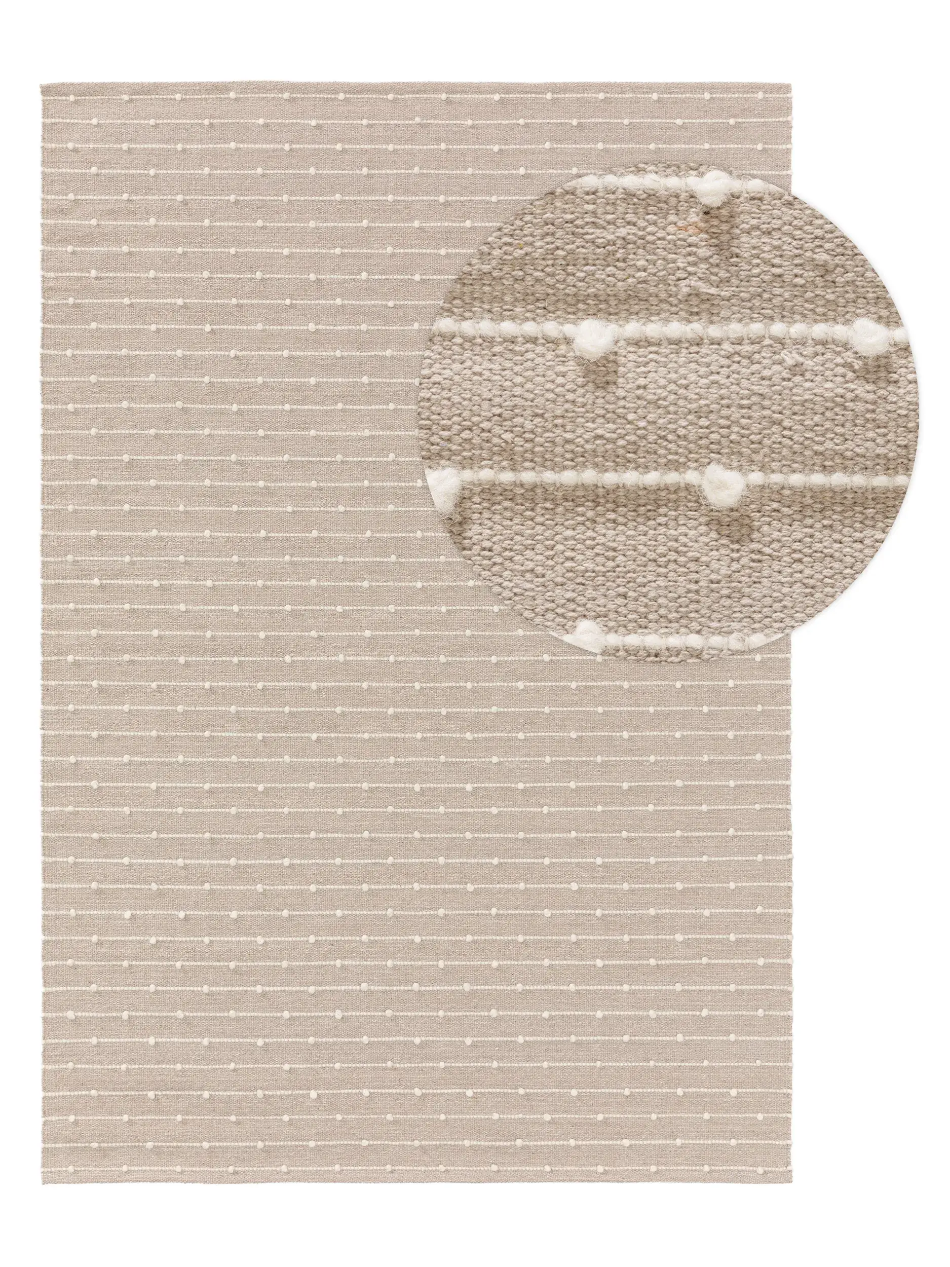 Rug made of 80% Baumwolle, 20% Wolle in Beige with a 80% Baumwolle, 20% Wolle high pile by Lytte