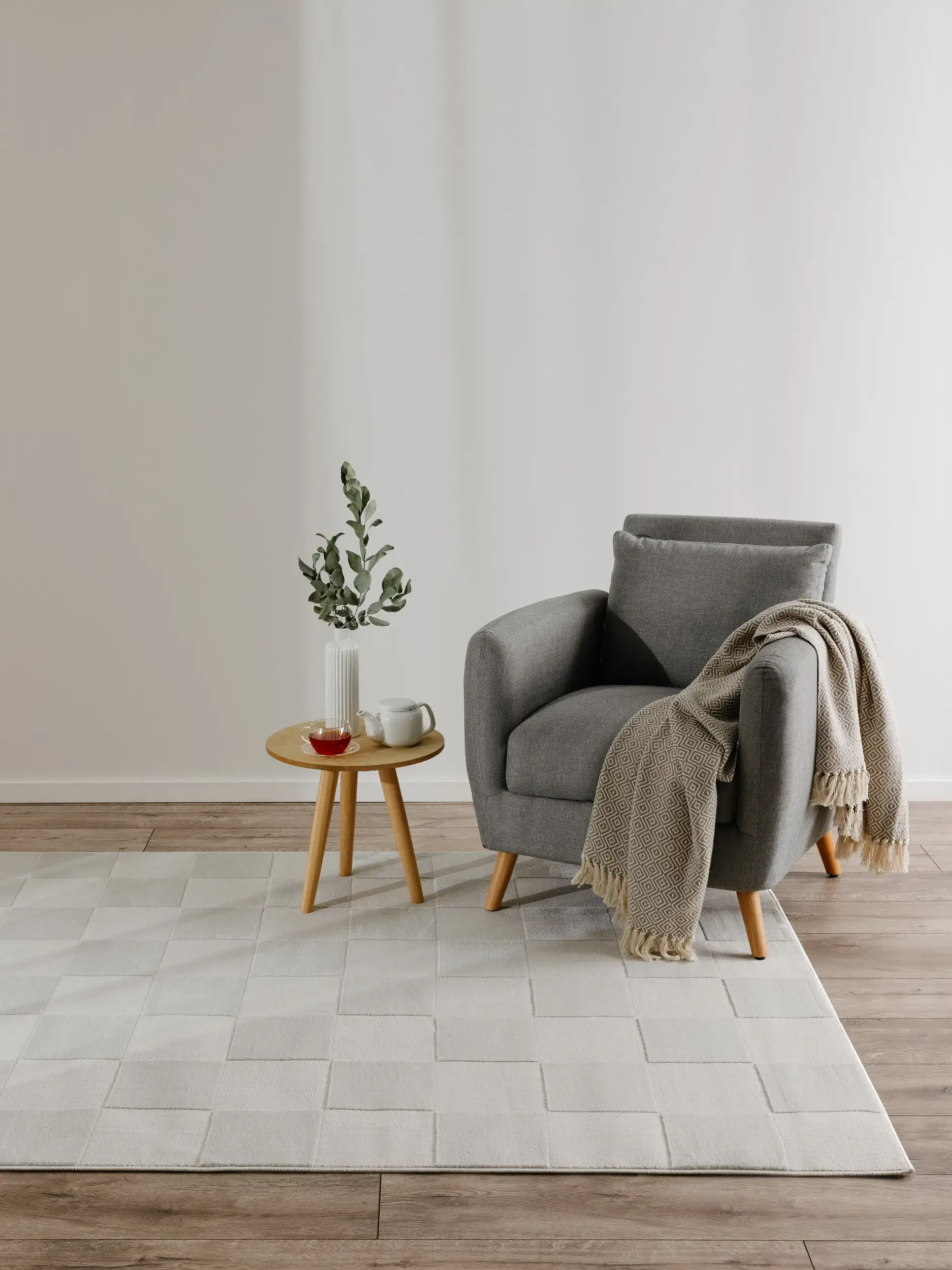 Teppe av 60% Polyester, 40% Polypropylen i Weiß med 60% Polyester, 40% Polypropylen høy lugg fra benuta Basic