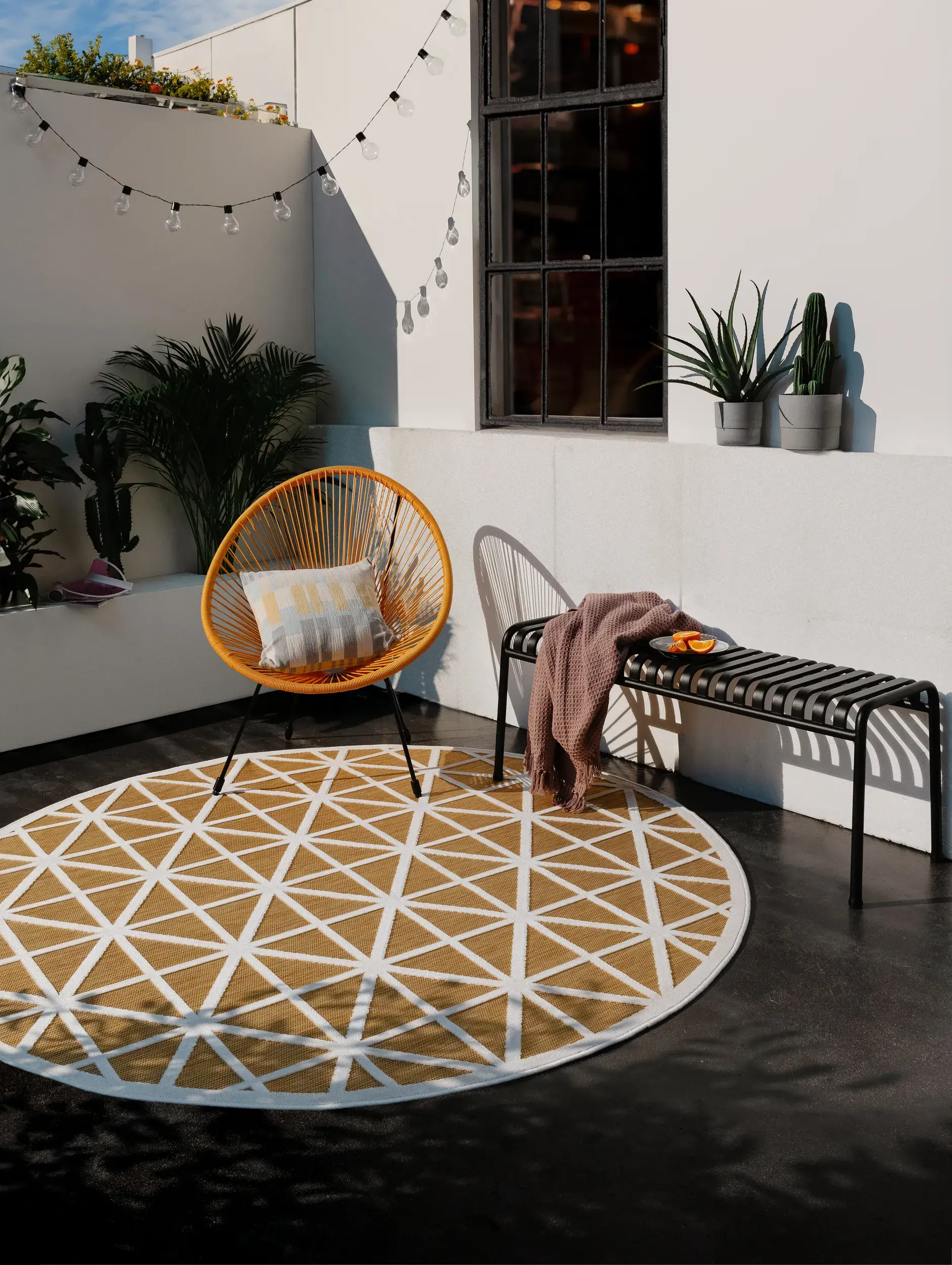 Rug made of 100% Polypropylen in Yellow with a 100% Polypropylen high pile by benuta Pop