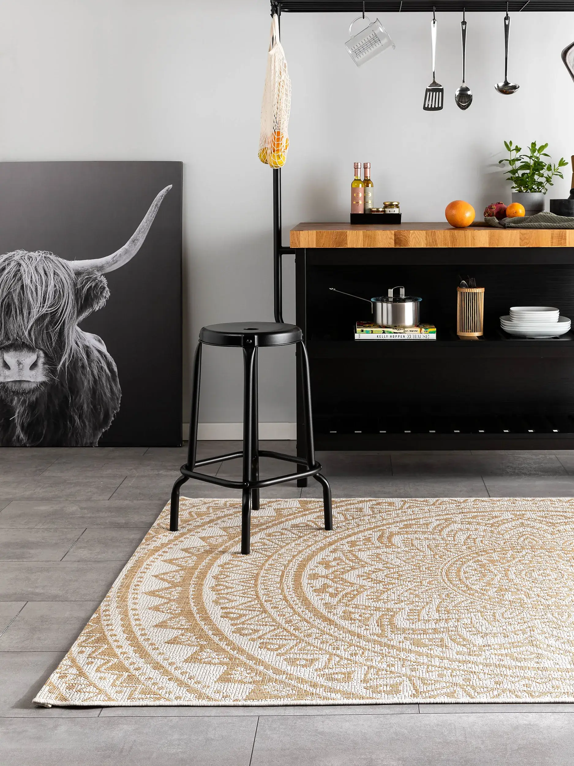 Rug made of 100% Polypropylen in Beige with a 100% Polypropylen high pile by benuta Nest