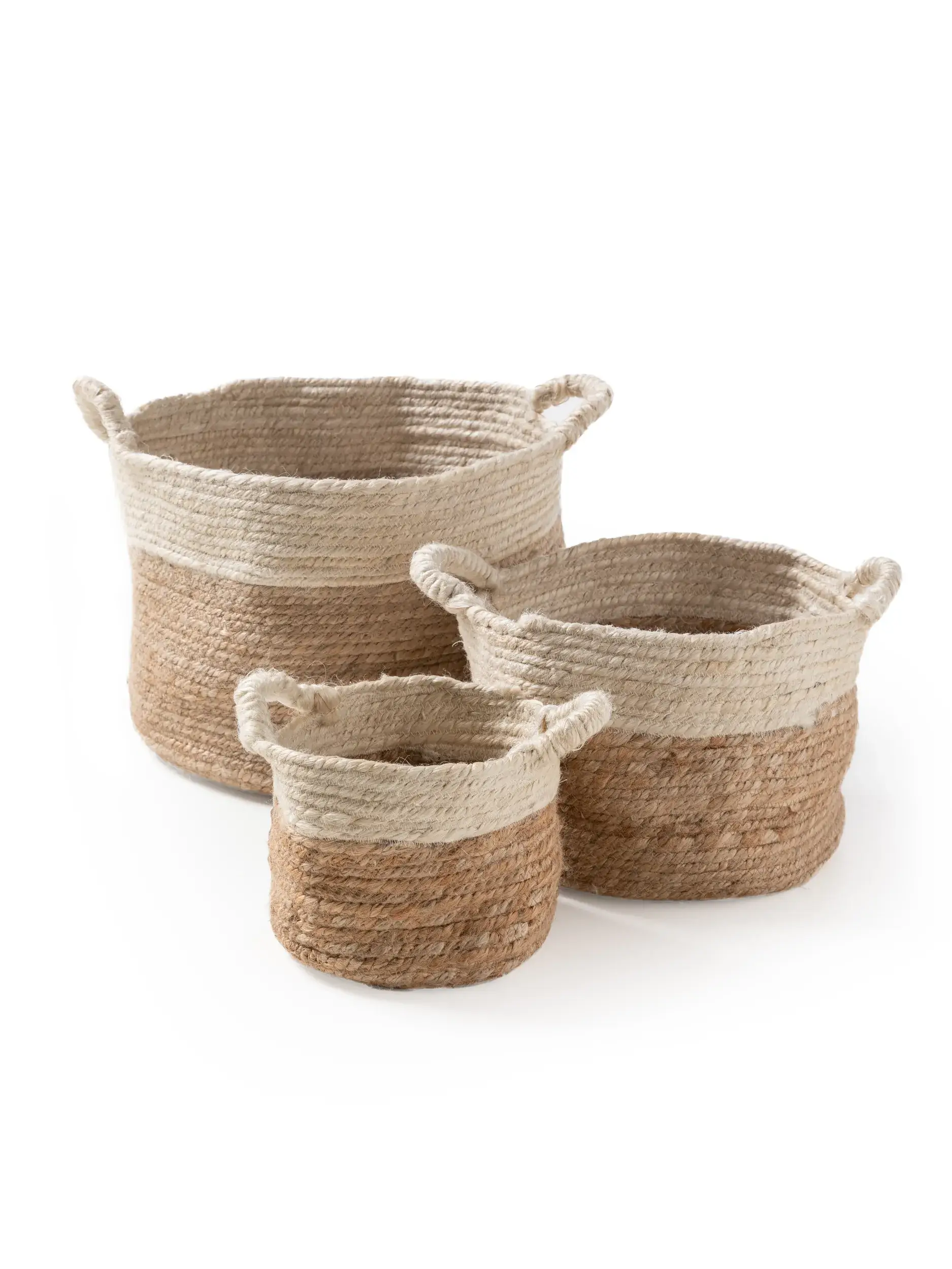 Korguppsättning (3 delar) Aylin Creme/Beige med Enfärgad-design i 100% Hampa från benuta pure
