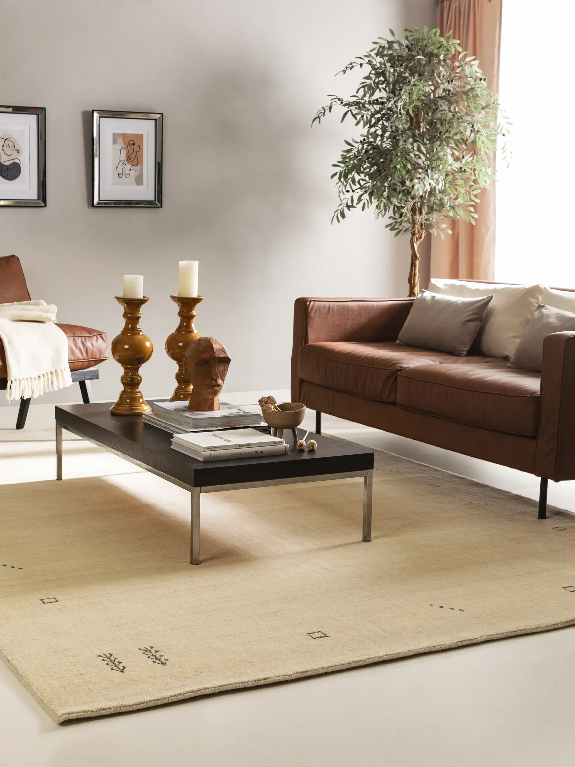 Teppe av 100% Wolle i Beige med 100% Wolle høy lugg fra benuta Nest