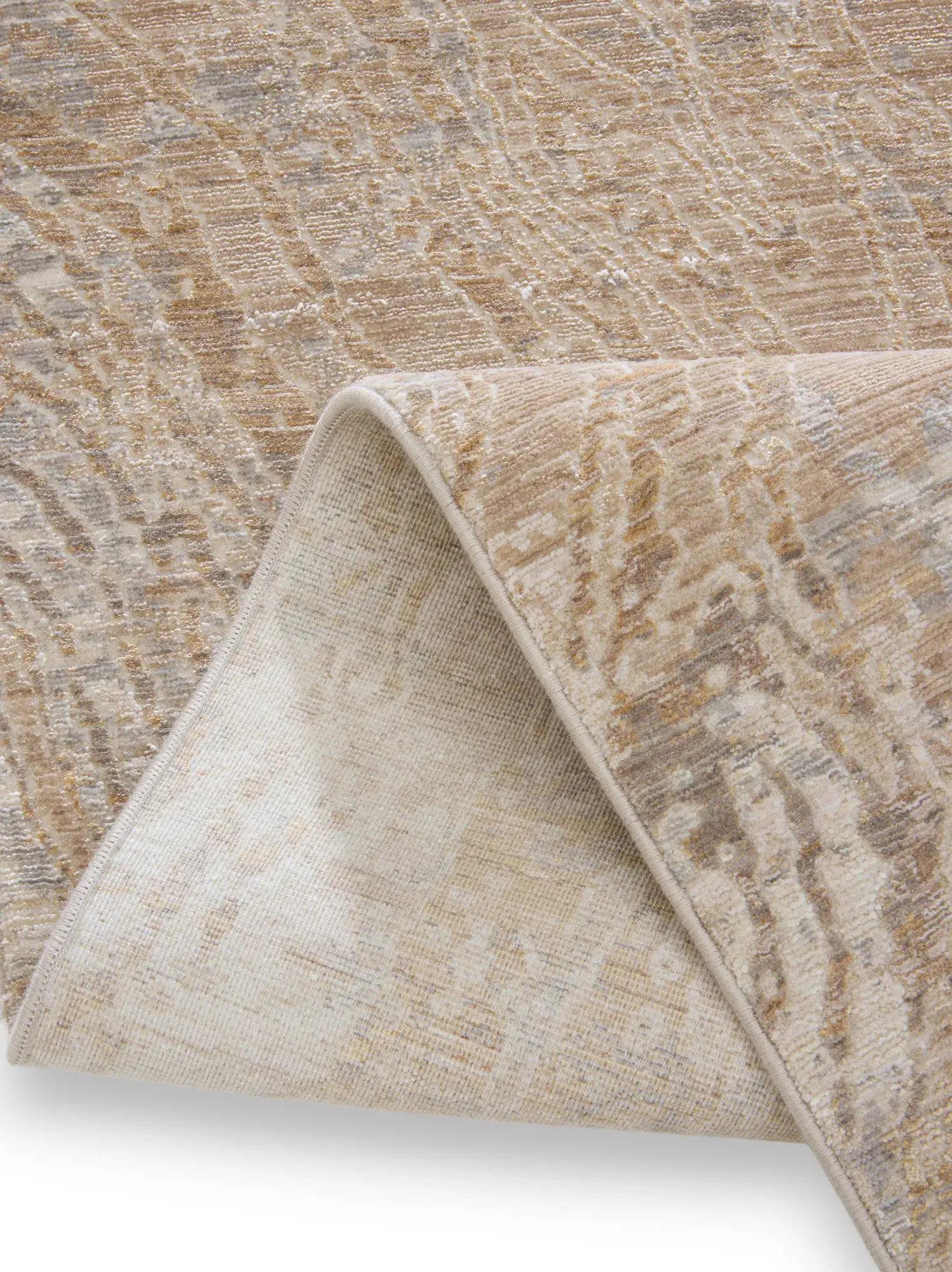 Tapis Nero en 85% Polyester, 15% Viscose en Beige de benuta Finest