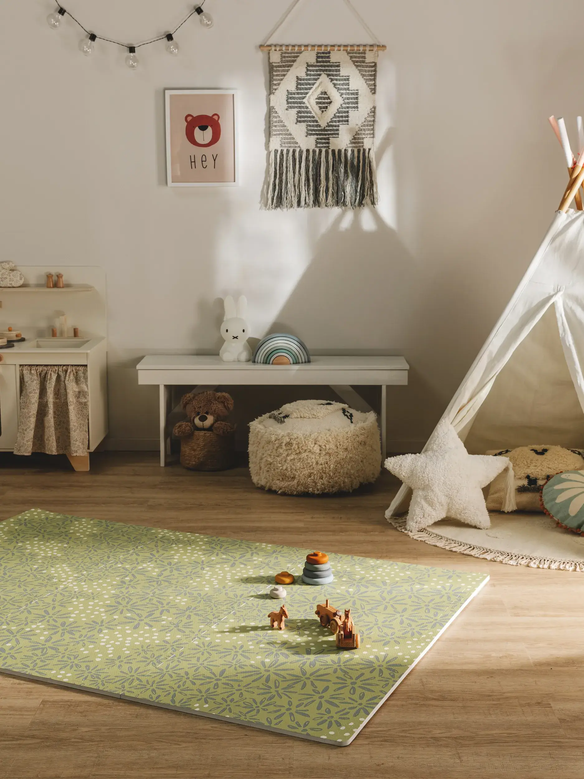 Tapis de jeu Daisy Vert en motif Floral en 100% Mousse EVA de Lytte