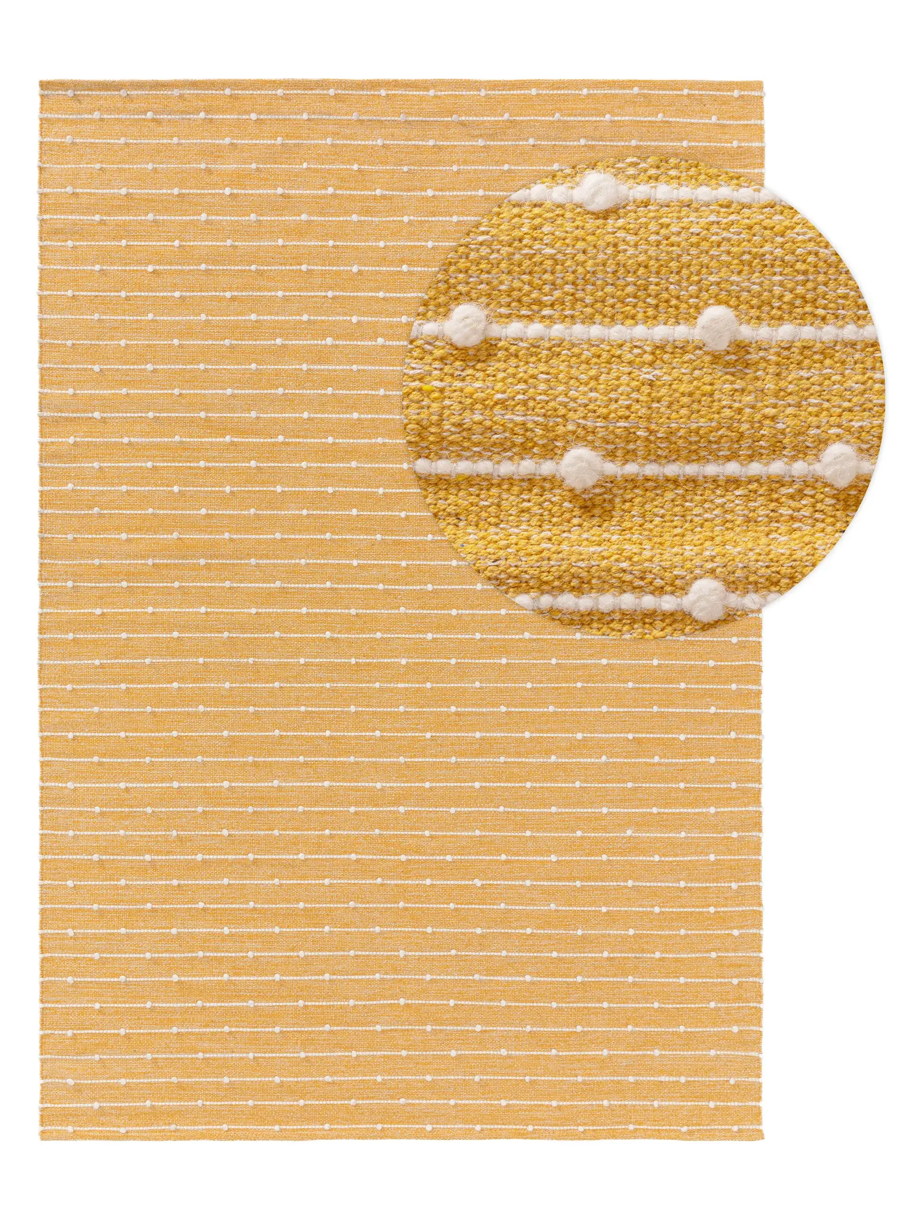 Alfombra de 80% Algodón, 20% Lana en Amarillo con un pelo de {{Placeholder_Pile Height}} de altura de Lytte
