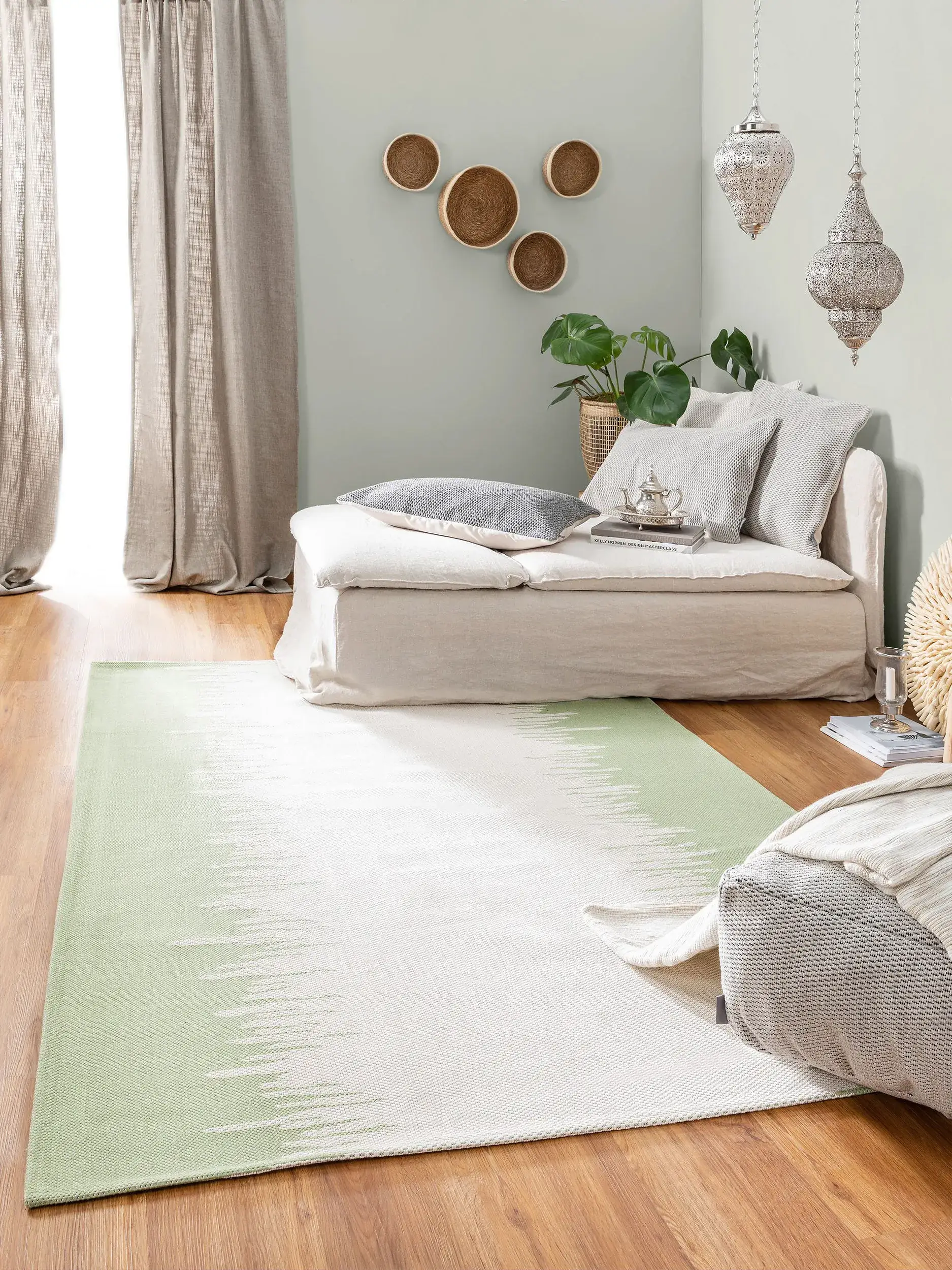 Teppich aus 100% Baumwolle in Beige mit 100% Baumwolle hohem Flor von benuta