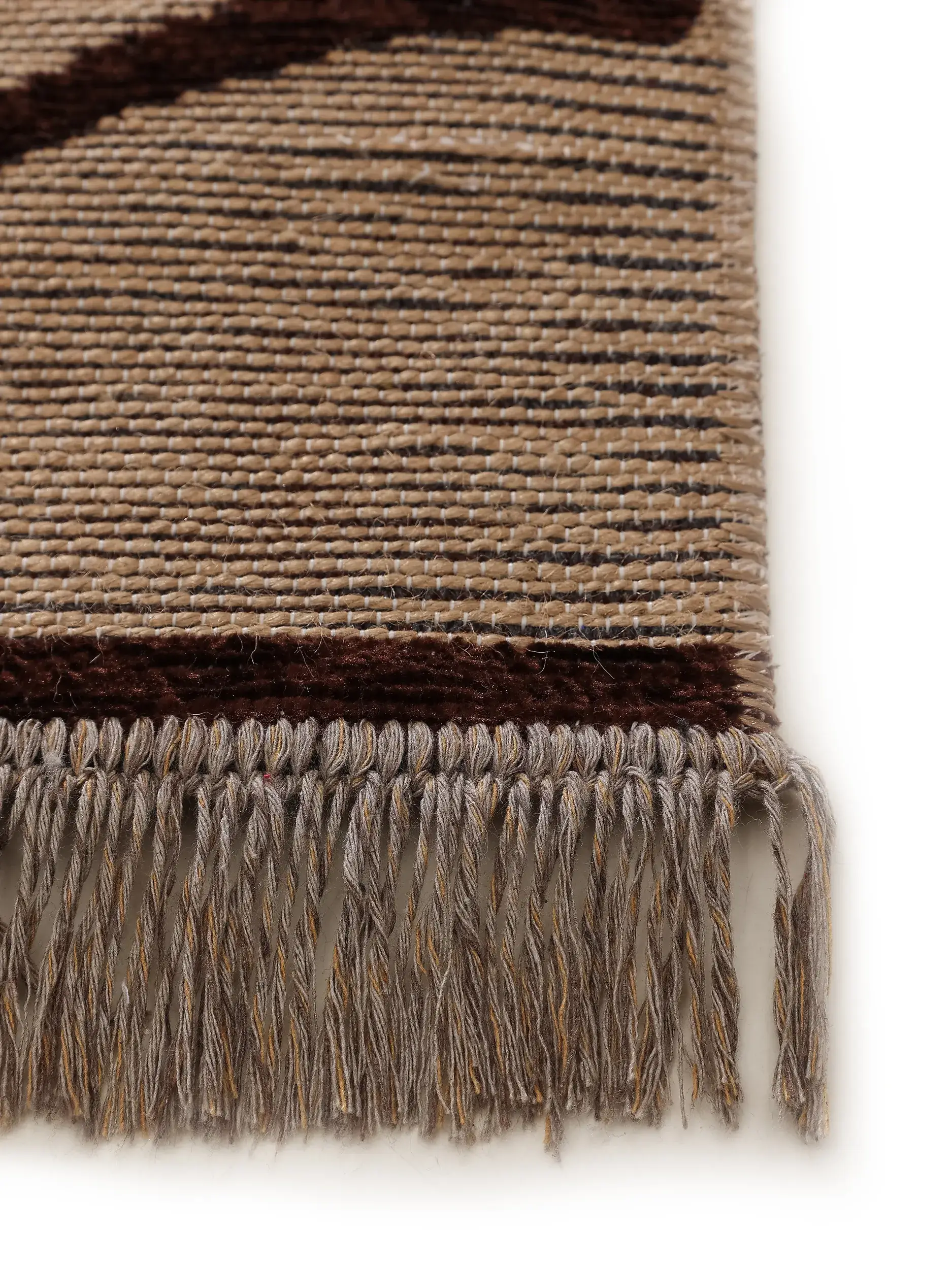 Rug made of 55% Cotton (recycled), 30% Jute, 15% Polyester in Beige with a 55% Cotton (recycled), 30% Jute, 15% Polyester high pile by benuta Pure