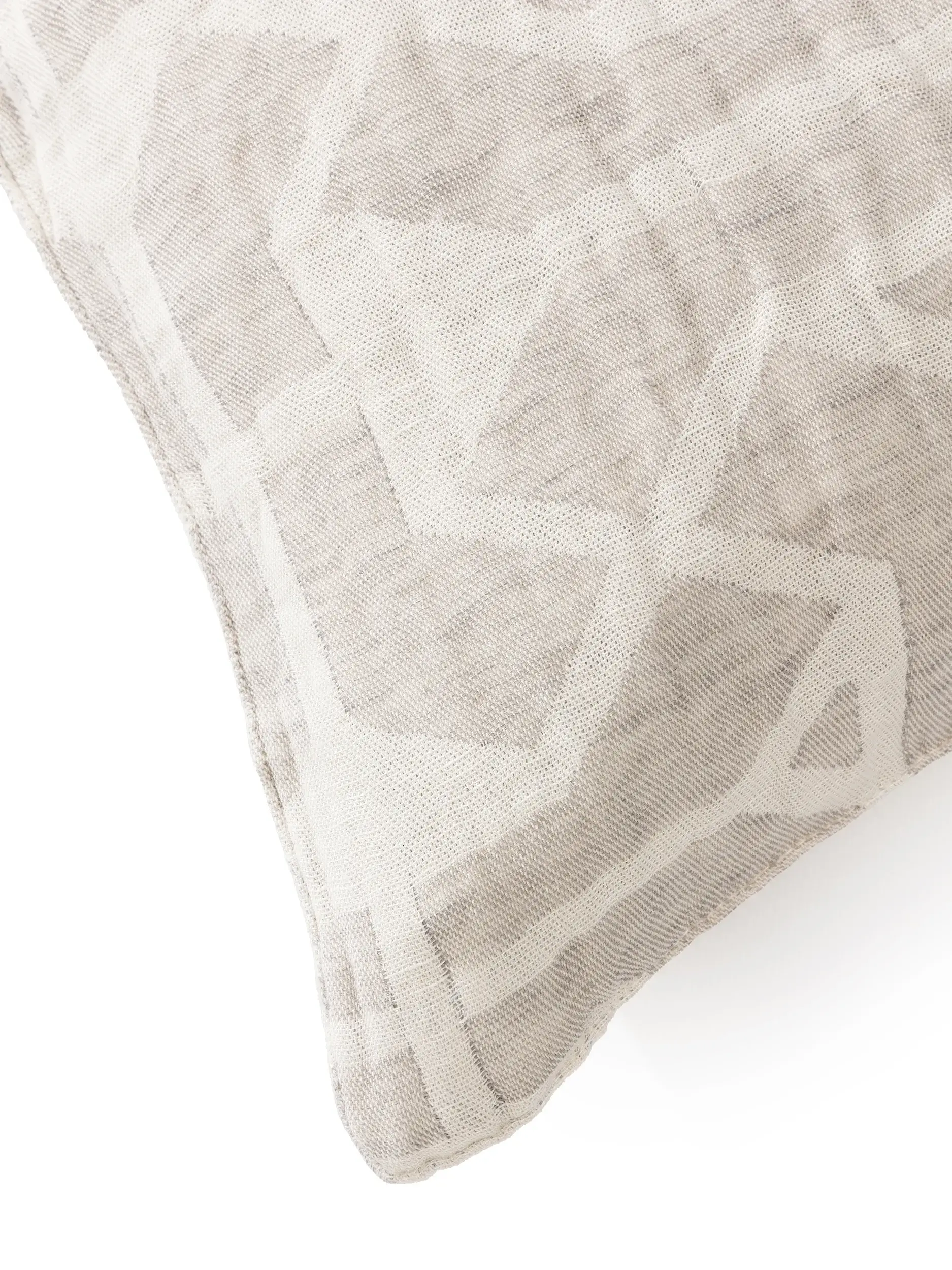 Housse de coussin en mélange de lin Sabine Crème en motif Geométrico en 60% Coton, 40% Lin de benuta pure