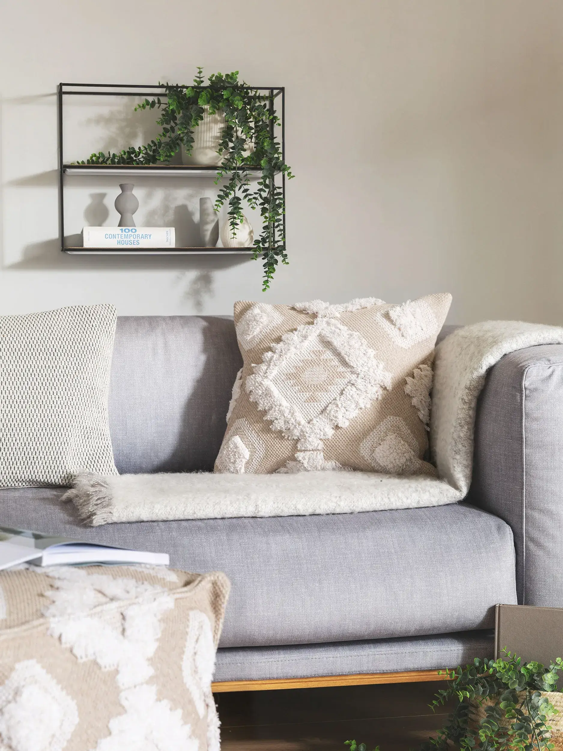 Kissenbezug Bodo Cream/Beige im Design Kelim aus 100% Baumwolle von benuta Pop