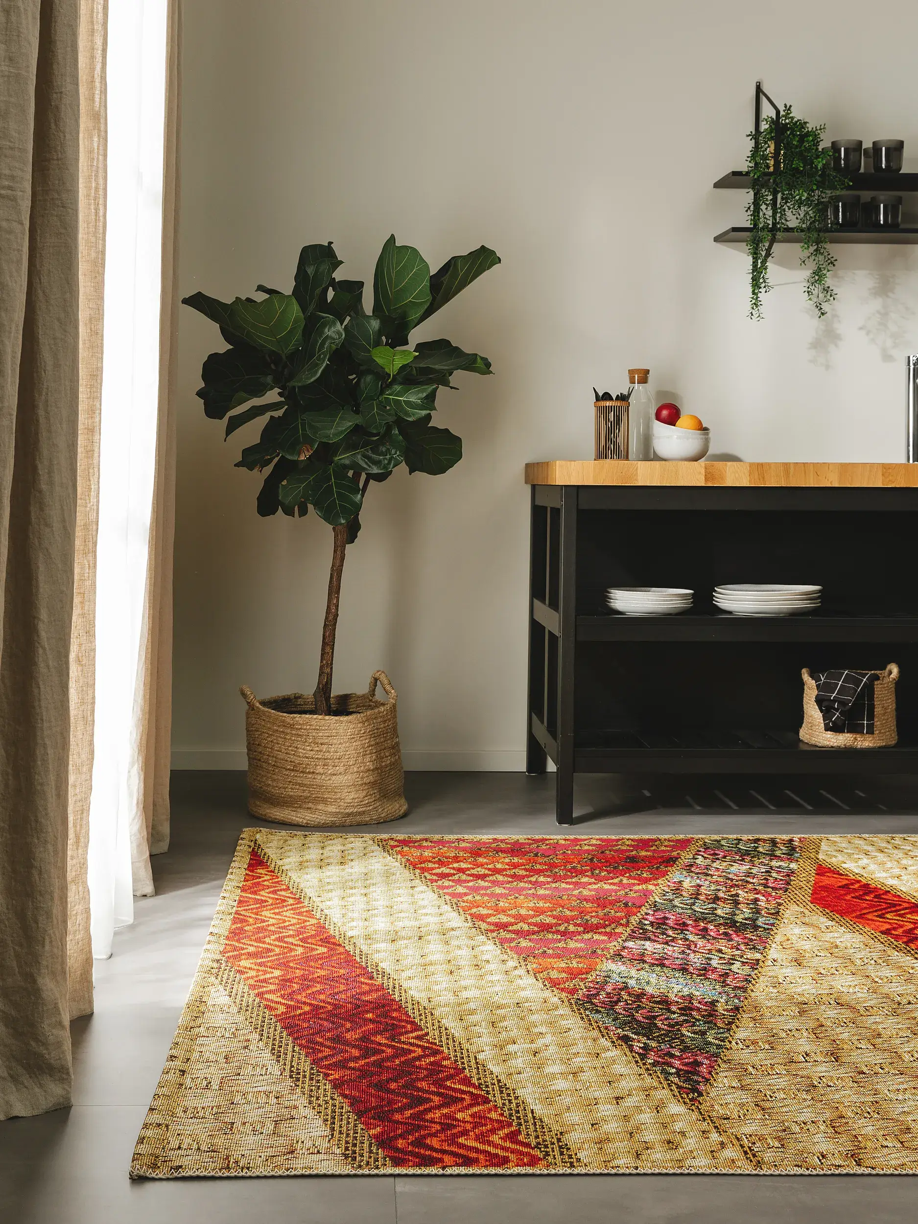Rug made of 76% Polypropylen, 24% Polyester in Beige with a 76% Polypropylen, 24% Polyester high pile by benuta Nest