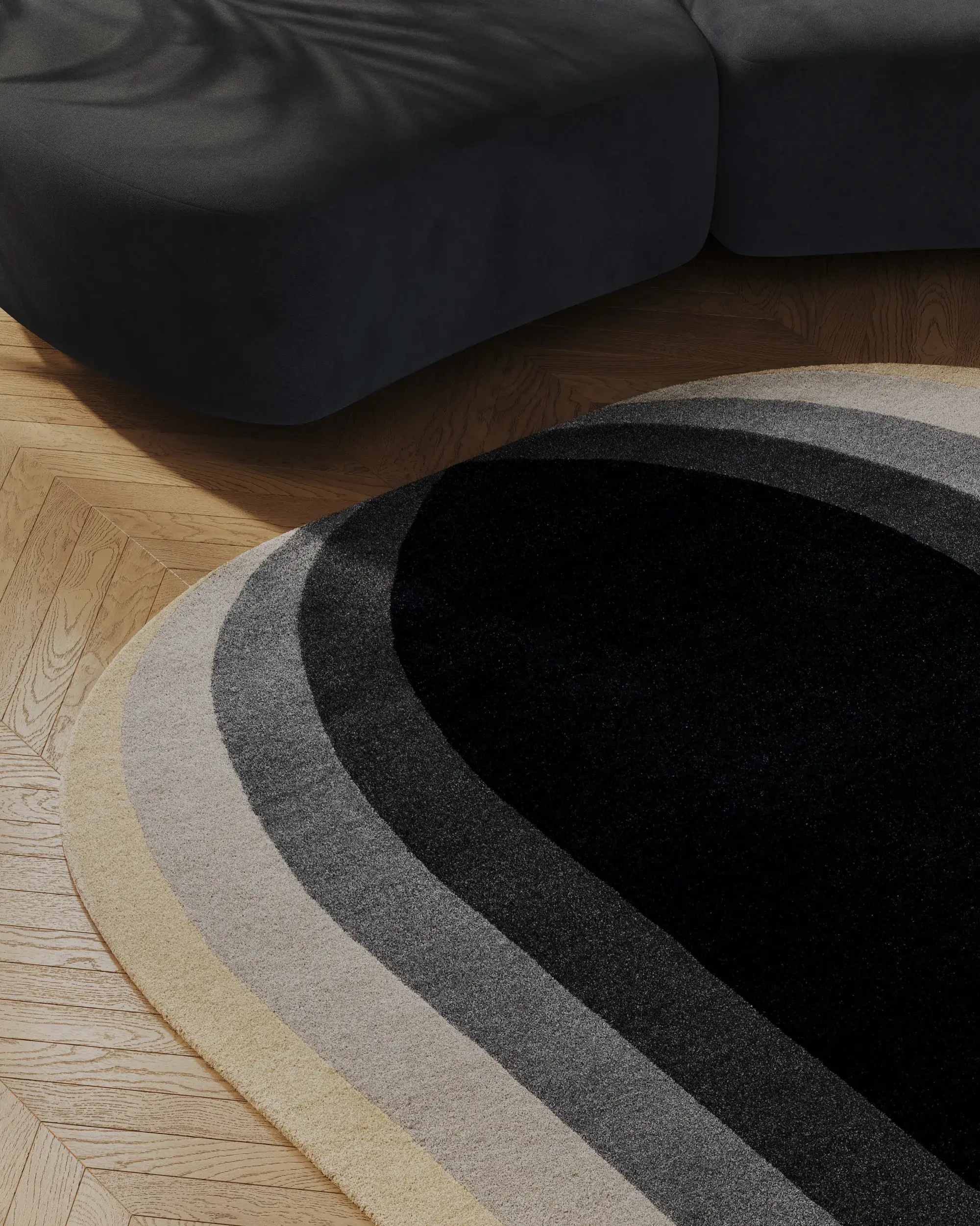 Rug made of 100% Wolle (aus Neuseeland) in Grau with a 100% Wolle (aus Neuseeland) high pile by benuta Finest