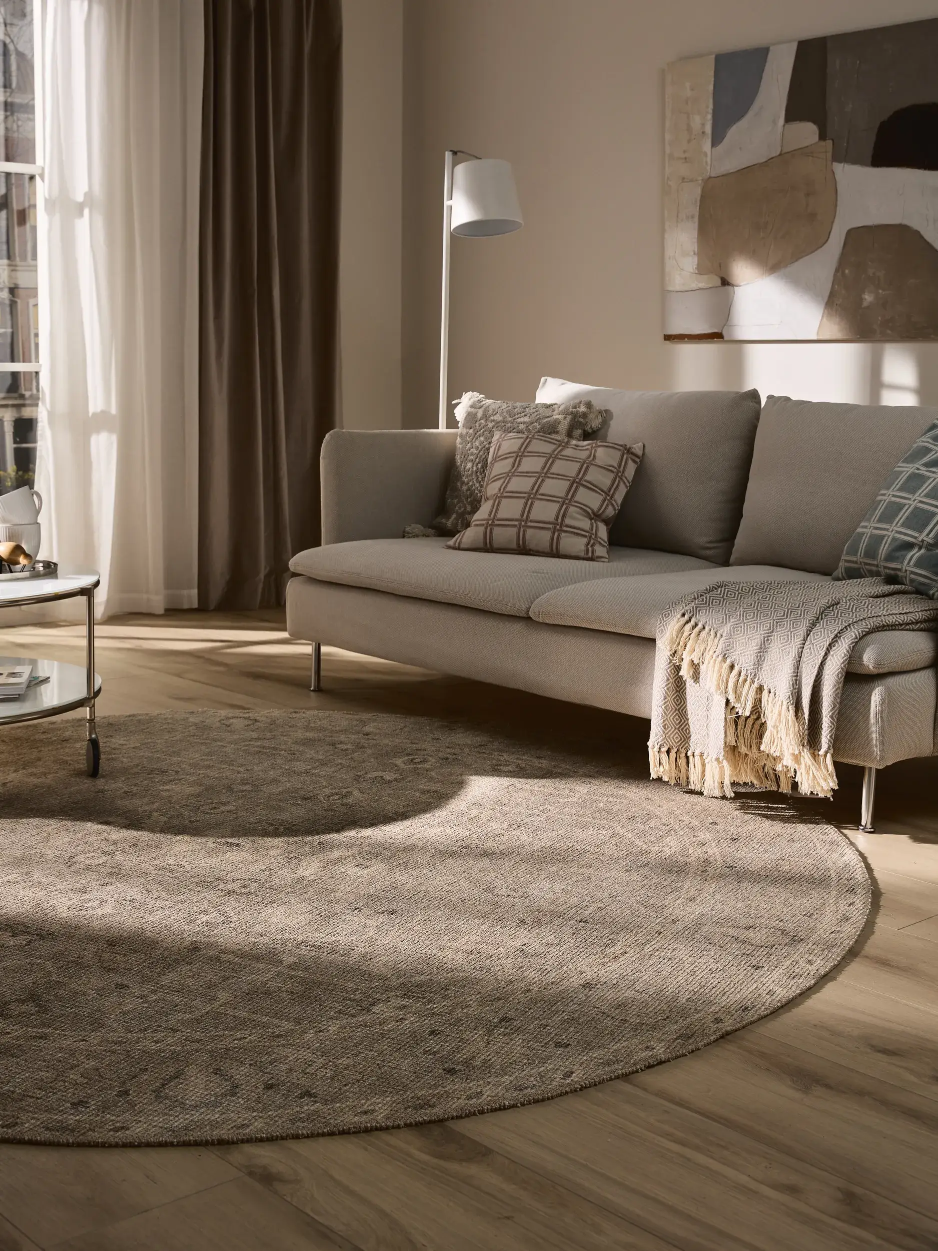 Teppich aus 50% Polyester, 50% Polycotton in Grau mit 50% Polyester, 50% Polycotton hohem Flor von benuta Nest