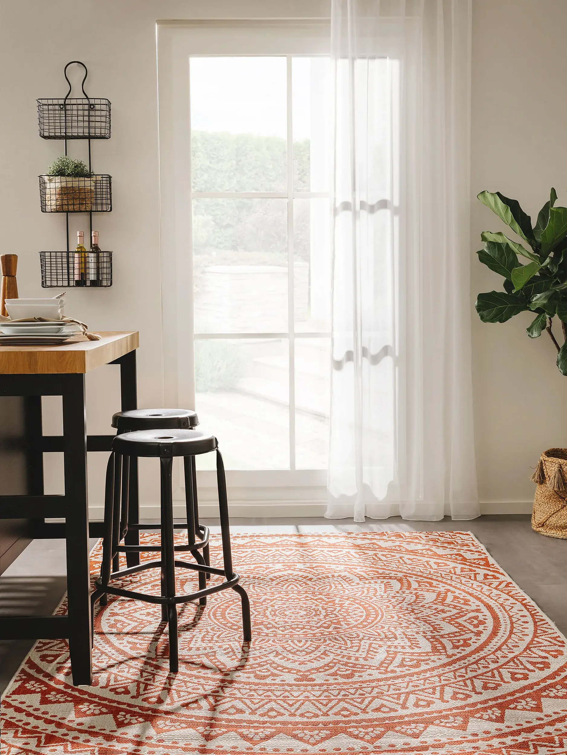 Rug made of 100% Polypropylen in Orange with a 100% Polypropylen high pile by benuta Nest
