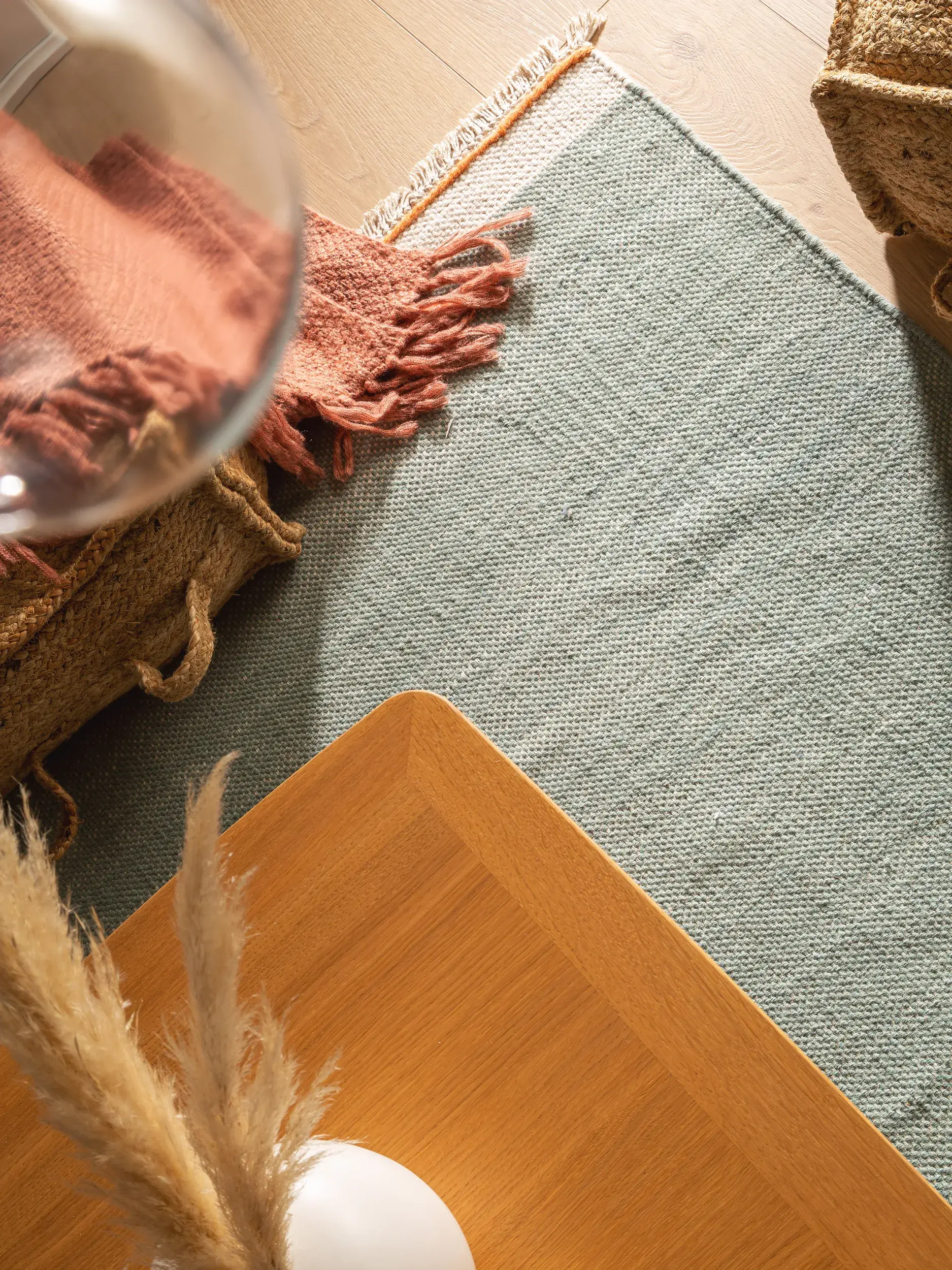 Rug made of 60% Wolle, 40% Baumwolle in Grün with a 60% Wolle, 40% Baumwolle high pile by benuta Pop