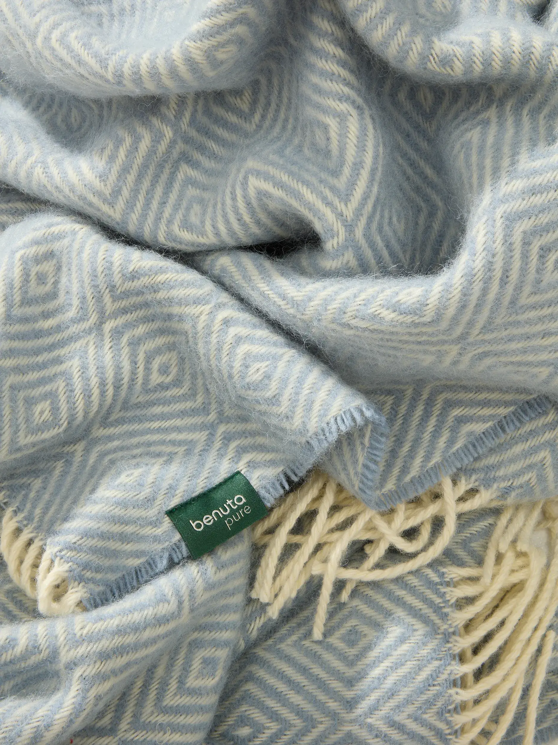 Wolldecke Bianca Blau von benuta Pure