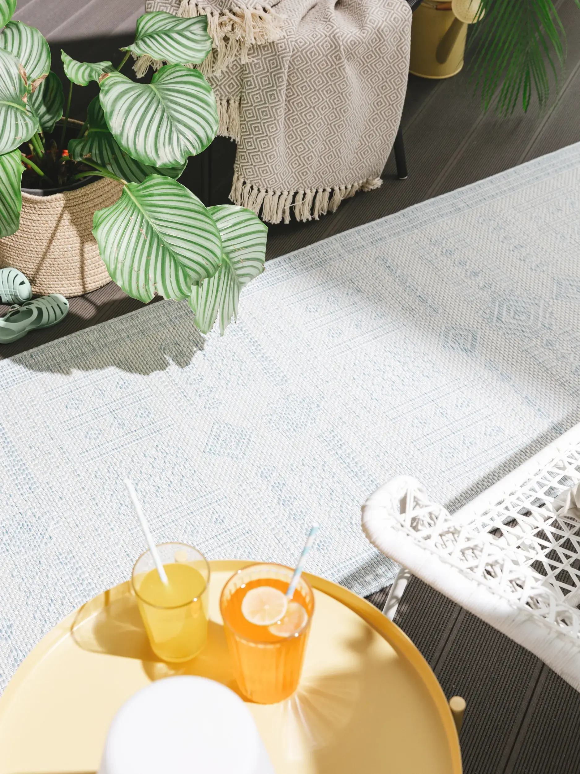 Teppich aus 100% Polypropylen in Blau mit 100% Polypropylen hohem Flor von benuta Nest