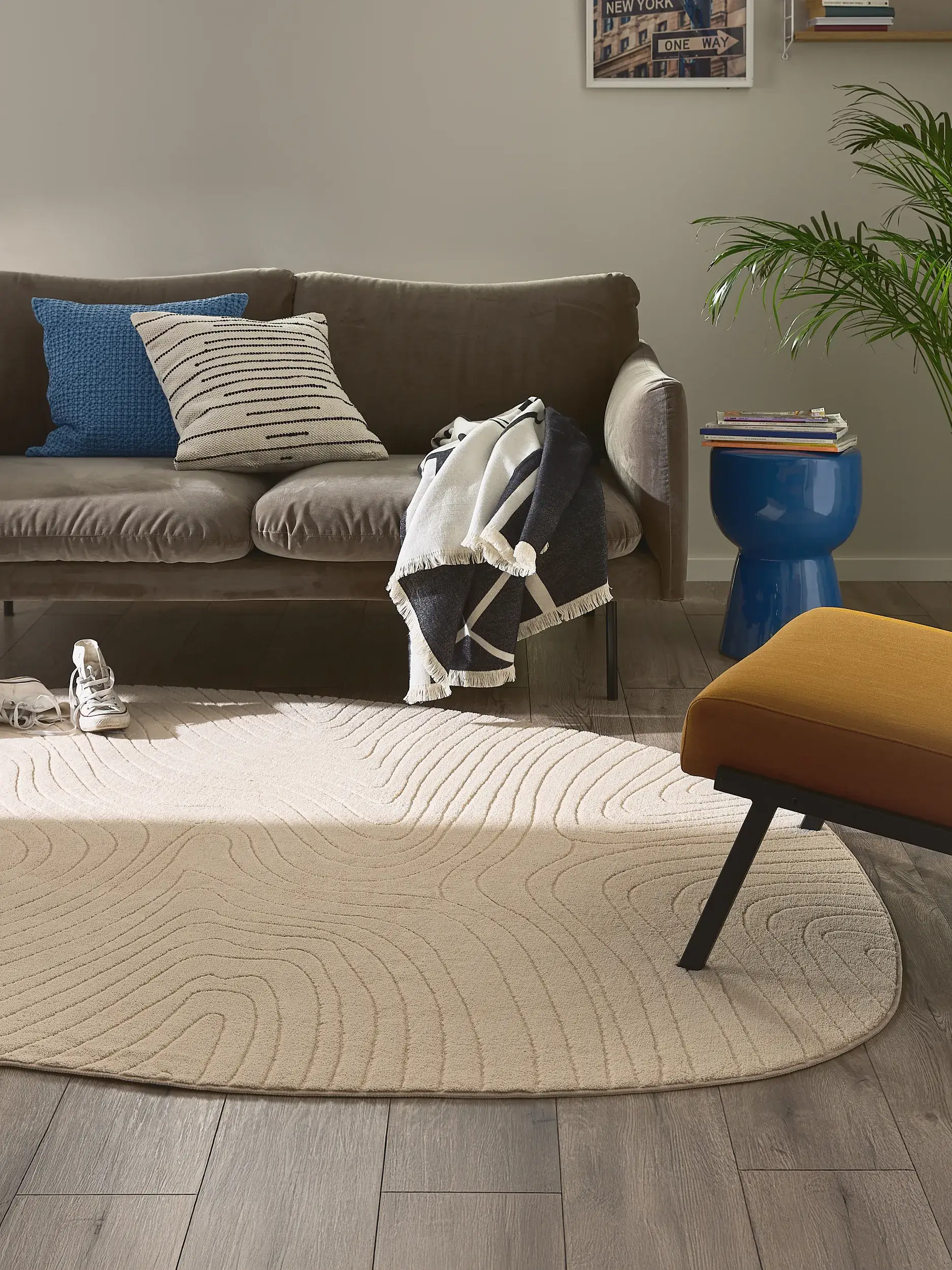 Tapete de 100% Polyester em Beige com pelo de 100% Polyester de altura da benuta Pop