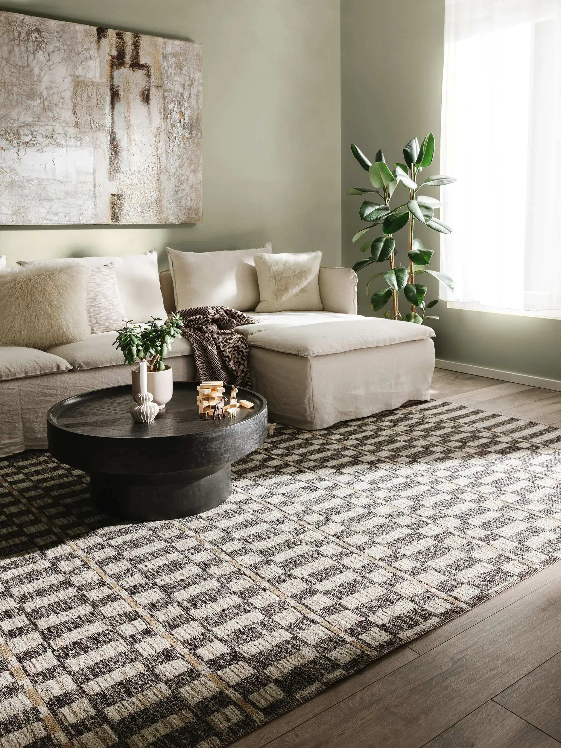 Teppich aus 65% Polyester (recycled PET), 35% Jute in Beige mit 65% Polyester (recycled PET), 35% Jute hohem Flor von benuta Nest