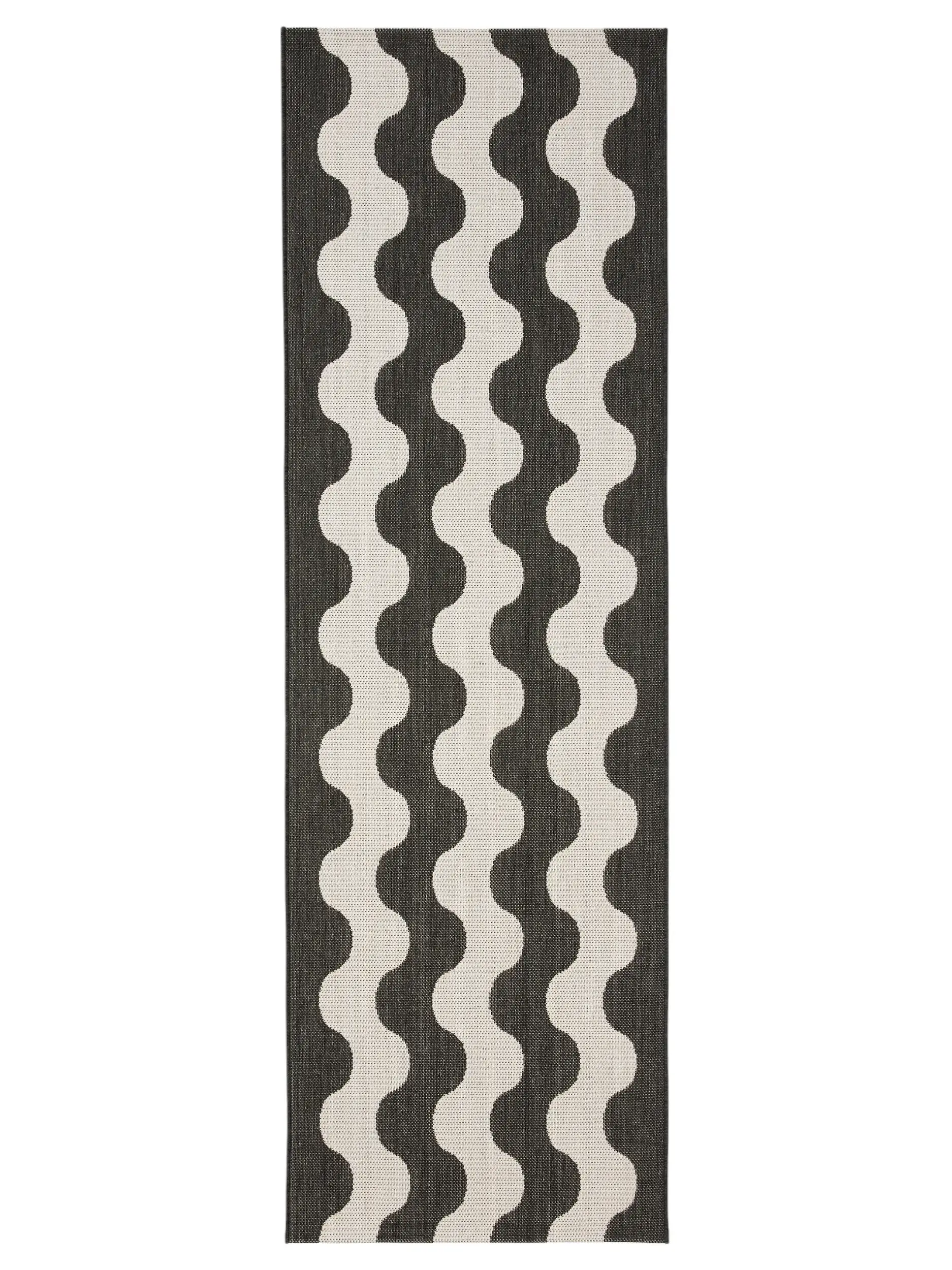 Rug made of 100% Polypropylen in Black/White with a 100% Polypropylen high pile by benuta Nest