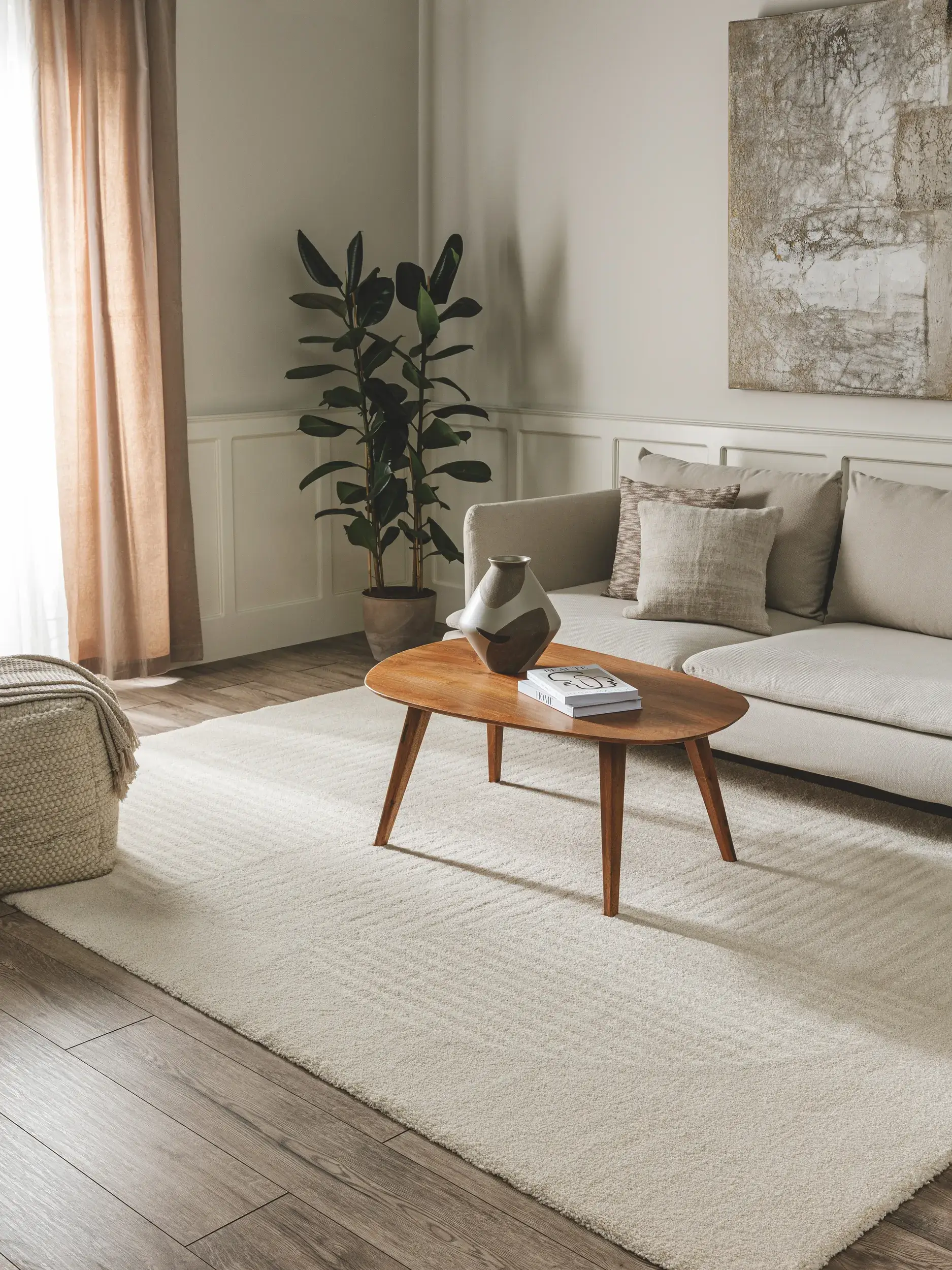 Tapis en 100% Polypropylène en Blanc avec une pile de 100% Polypropylène de hauteur de benuta nest