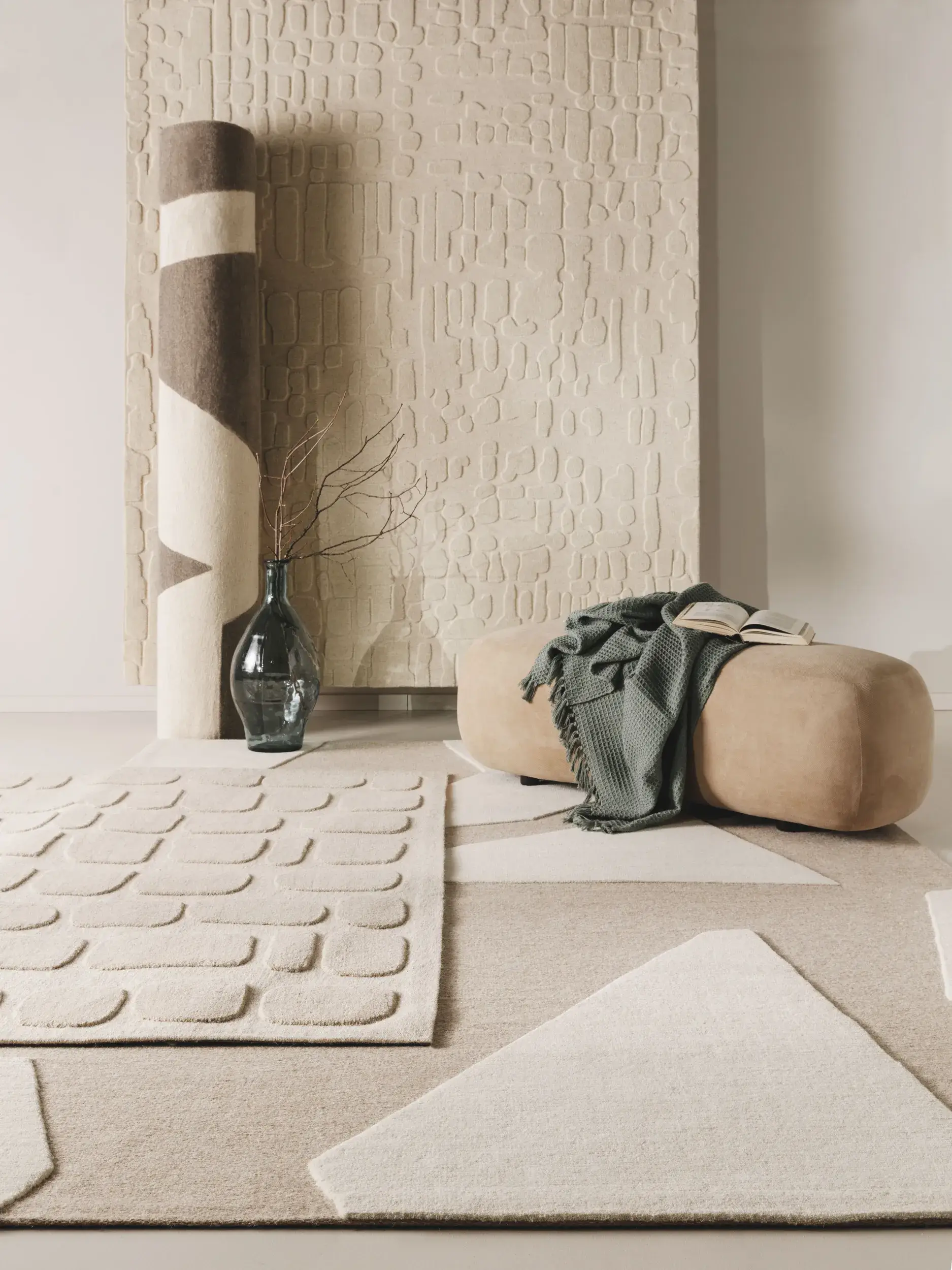 Teppich aus 80% Wolle, 20% Baumwolle in Beige mit 80% Wolle, 20% Baumwolle hohem Flor von benuta Pure