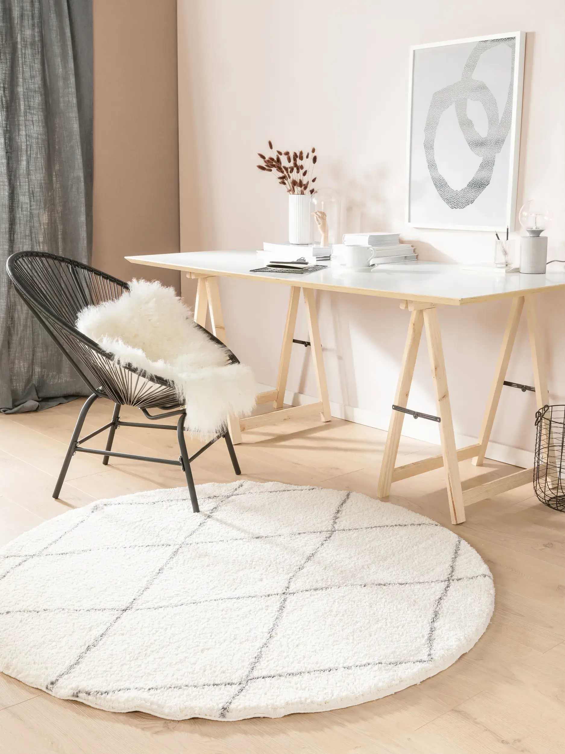 Tapis en 100% Polyester (Microfibre) en Beige avec une pile de 100% Polyester (Microfibre) de hauteur de benuta nest