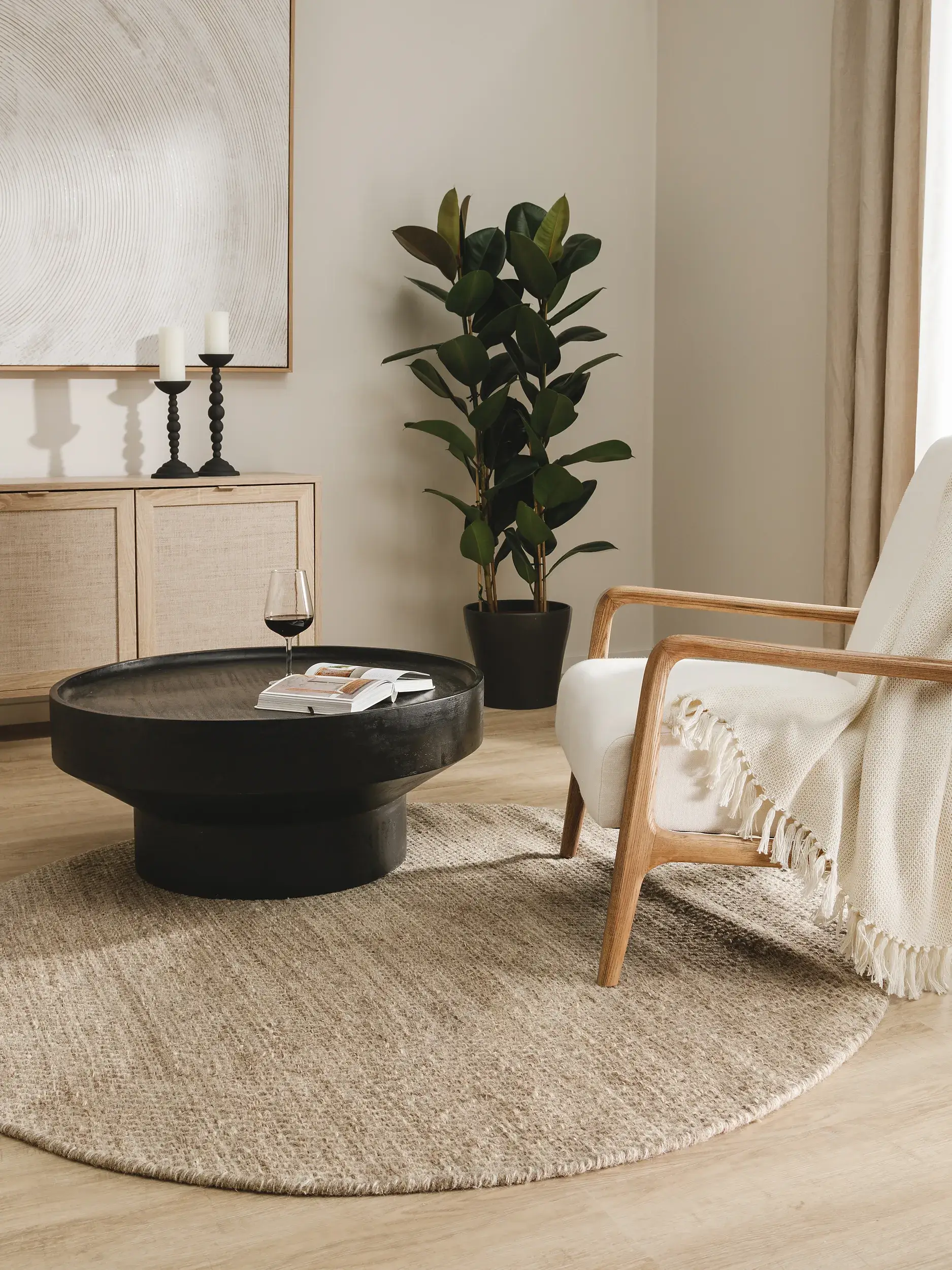 Rug made of 80% Wolle, 20% Baumwolle in Taupe with a 80% Wolle, 20% Baumwolle high pile by benuta Pure